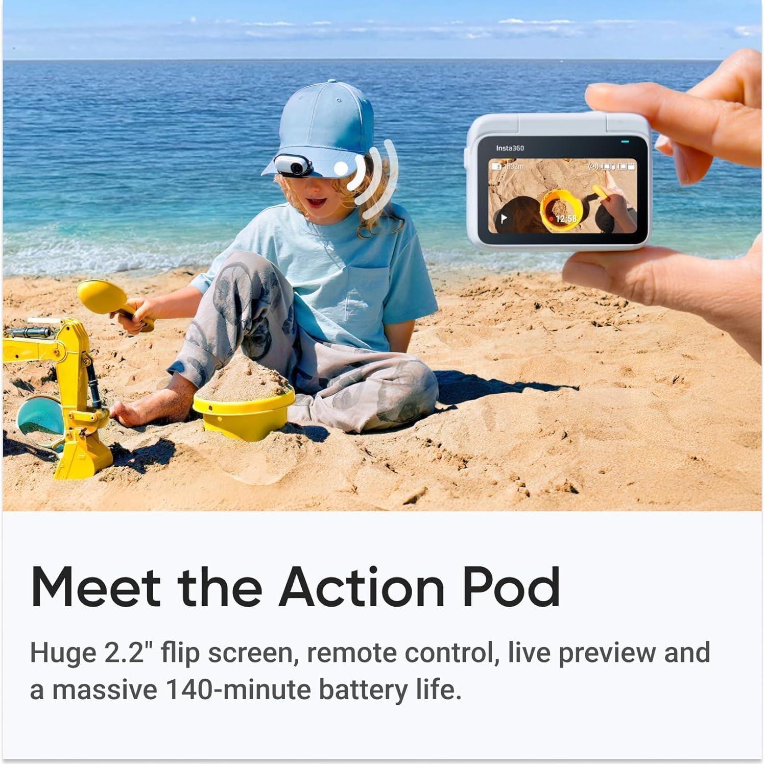 GO 3S Summit White (64GB) – 4K Video Small & Lightweight Action Camera, Portable and Versatile, Hands-Free POV, Mount Anywhere, Stabilization, Multifunctional Action Pod, Waterproof