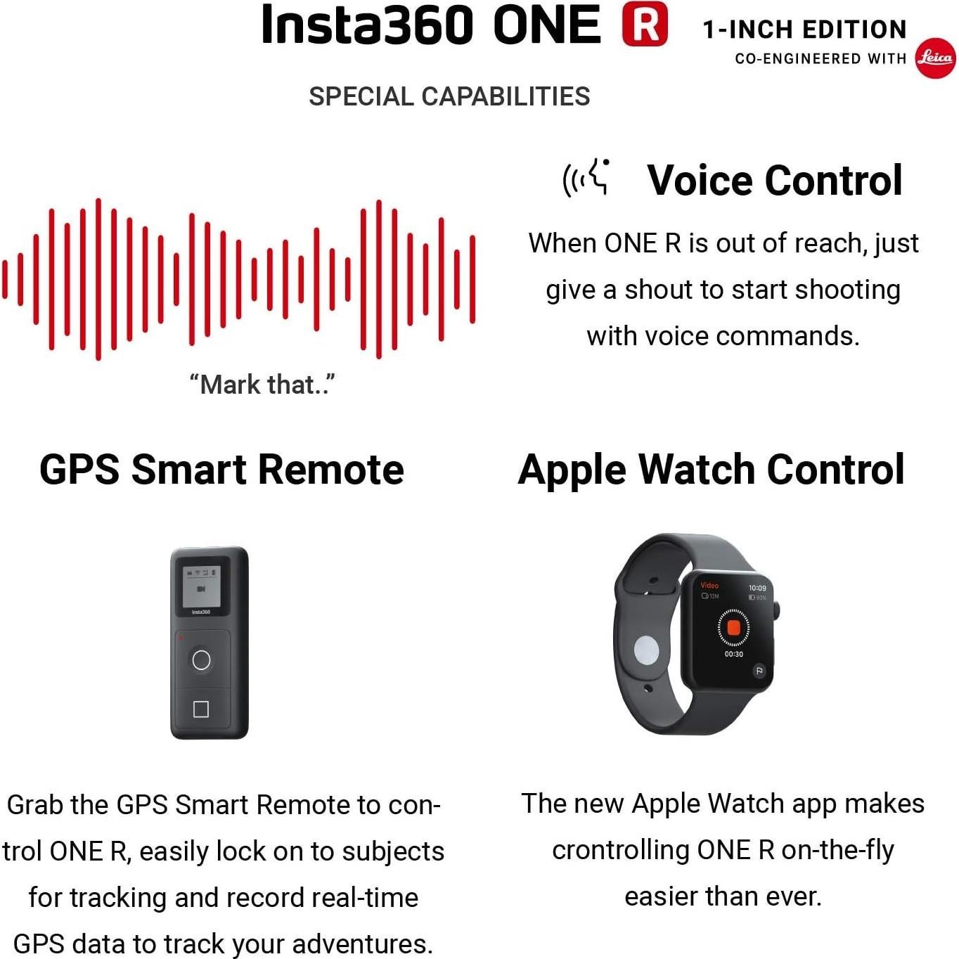 Cámara de acción Insta360 ONE R 1" 5.3K 30fps + 128GB