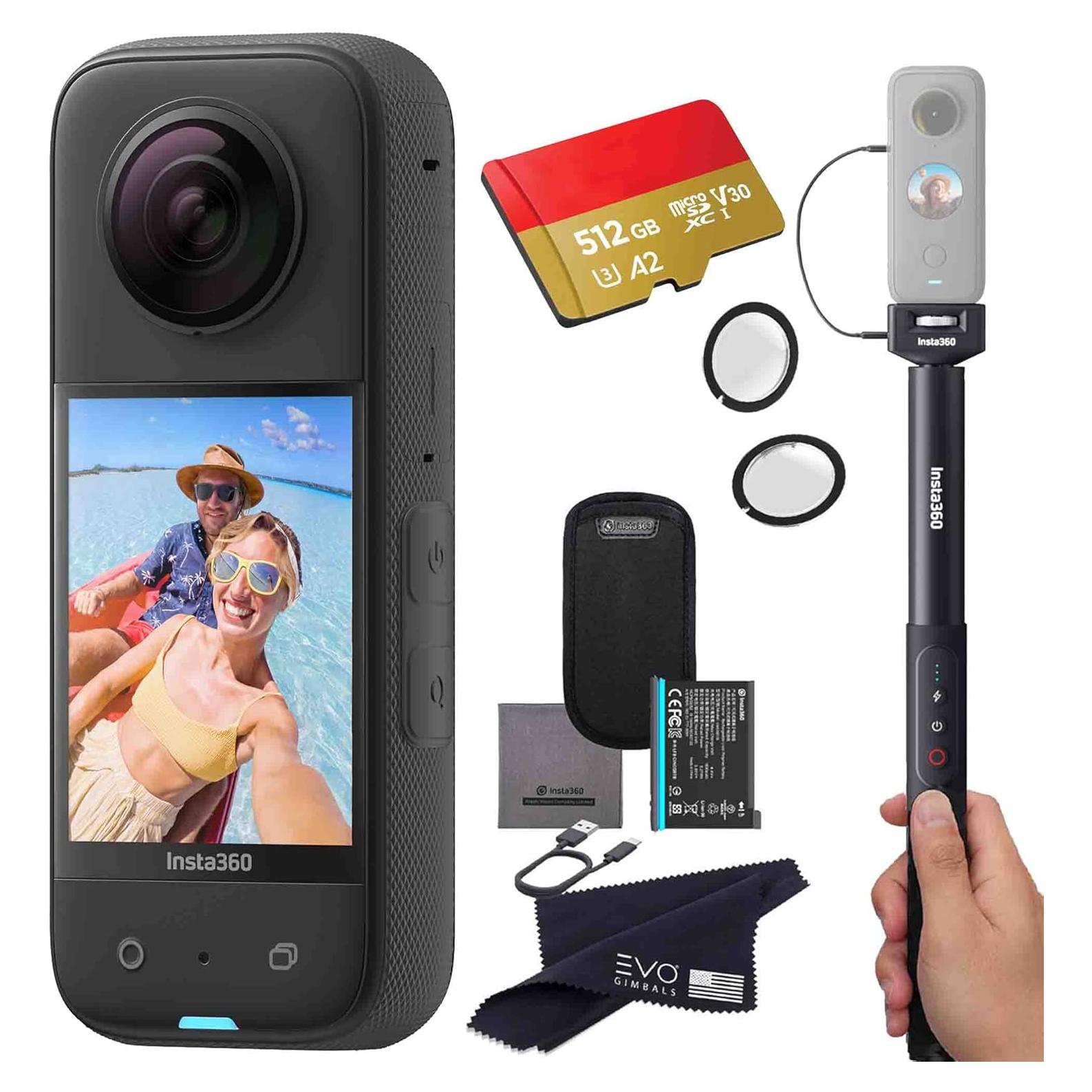 X3 - Waterproof 360 Action Camera with 1/2" 48MP Sensors, 5.7K 360 HDR Video, 72MP 360 Photo, 4K Single-Lens, 2.29" Touchscreen|Bundle Includes Power Selfie Stick,Lens Guard&512GB
