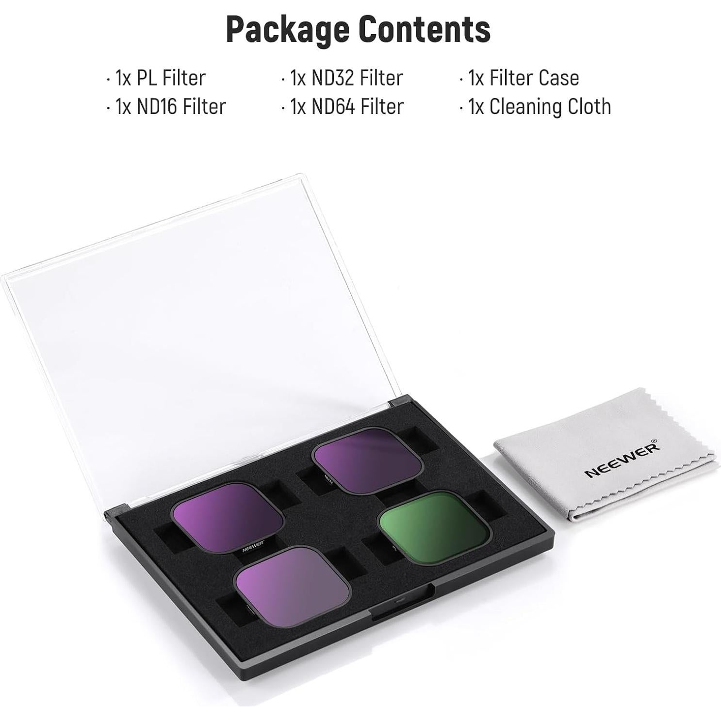 Juego de Filtros ND y CPL NEEWER para Insta360 Ace Pro - 4 Piezas