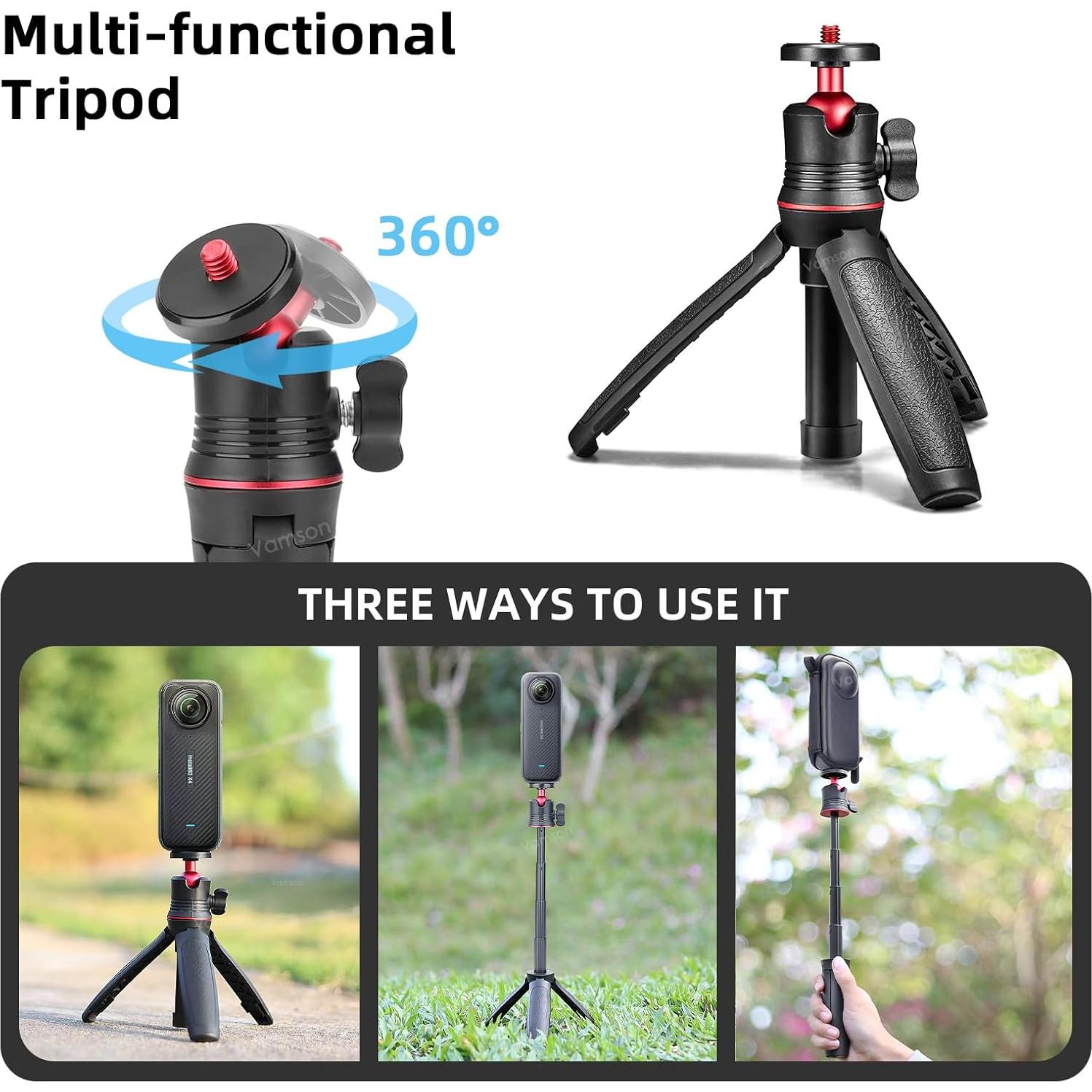 Accessories Kit for Insta360 X4 Action Camera, with Protective Hard Case, Tempered Glass Protectors Film, Multi-functional Tripod, Silicone Case Accessories Bundle