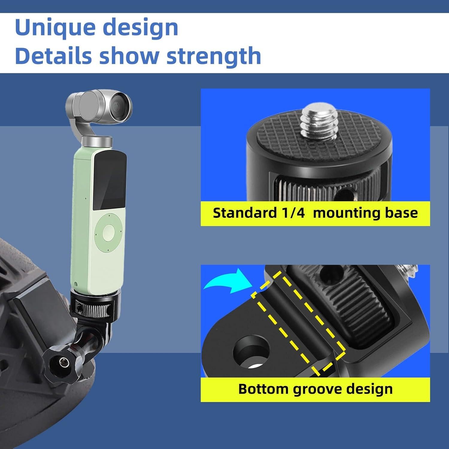 Camera Tripod Mount for Gopro Adapter, 360° Adjustment 1/4-20 Screw Conversion Adapter for GoPro Hero12, Insta360 ACE Pro ONE X4 X3, X2, Go 2, Xiaomi Yi and DJI OSMO Other Action Cameras