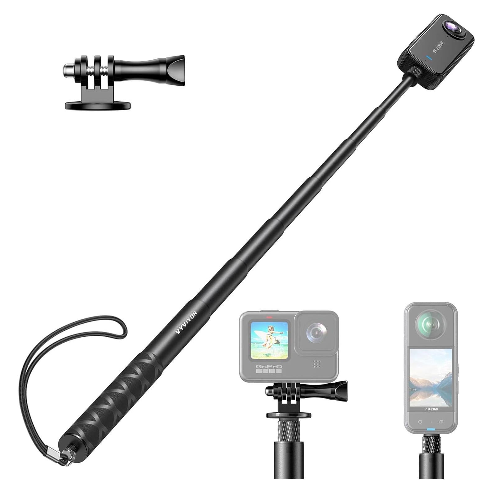 1.5M Super Long Invisible Selfie Stick, 4.9ft Extension Monopod Pole with Adapter Compatiblr with Insta360 X4，Insta360 X5,ONE X2 DJI OSMO Gopro Action Camera Wrist Strap Included
