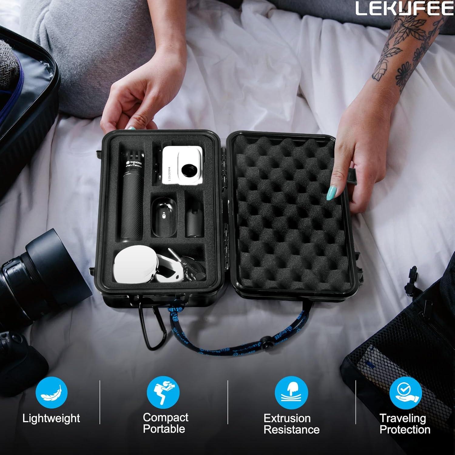 Lekufee Travel Waterproof Hard Case for Insta360 GO 3S / 3, Action Camera, Vlogging Camera and Accessories(Case Only)