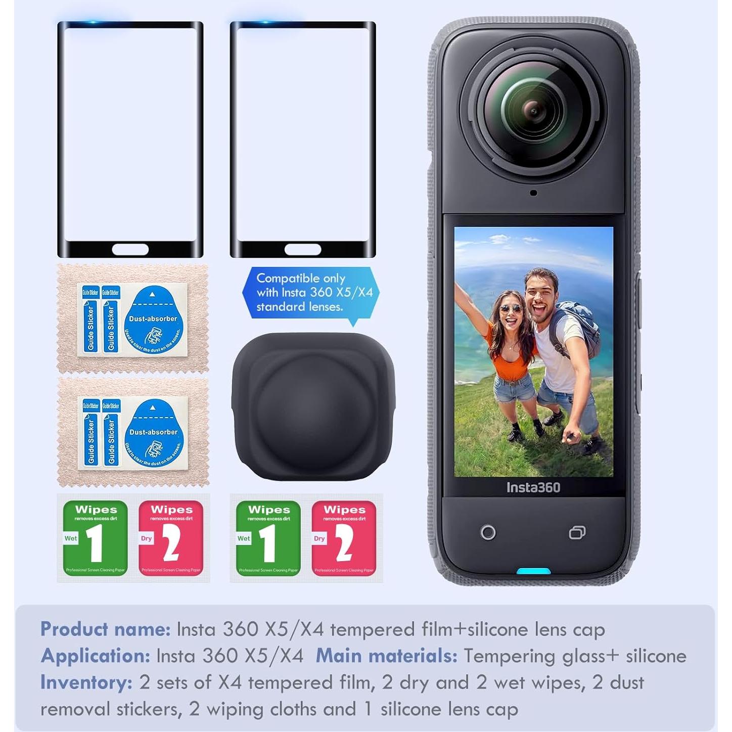 Película Protectora de Pantalla y Lente Insta360 X5/X4 - 9H