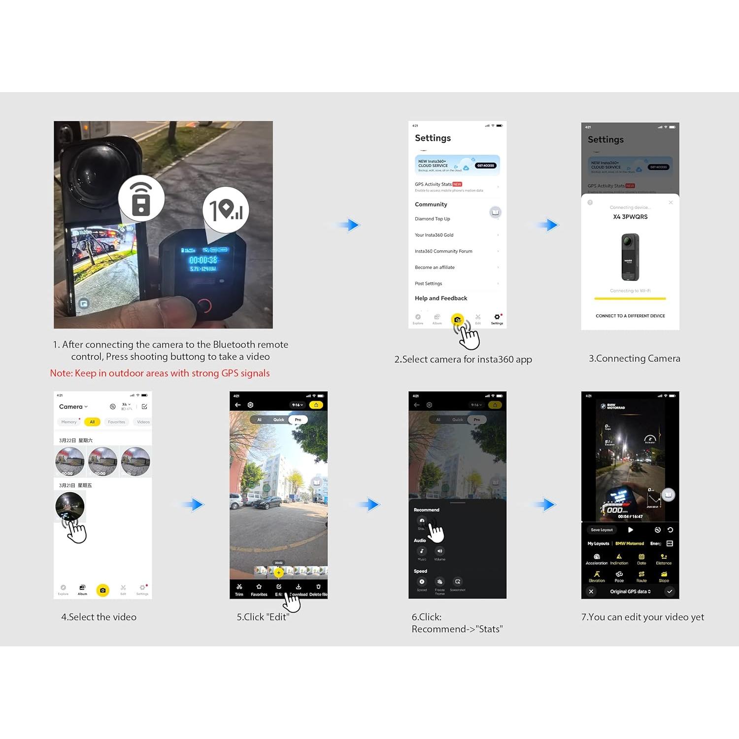Control Remoto Bluetooth GPS STARTRC para Cámaras Insta360