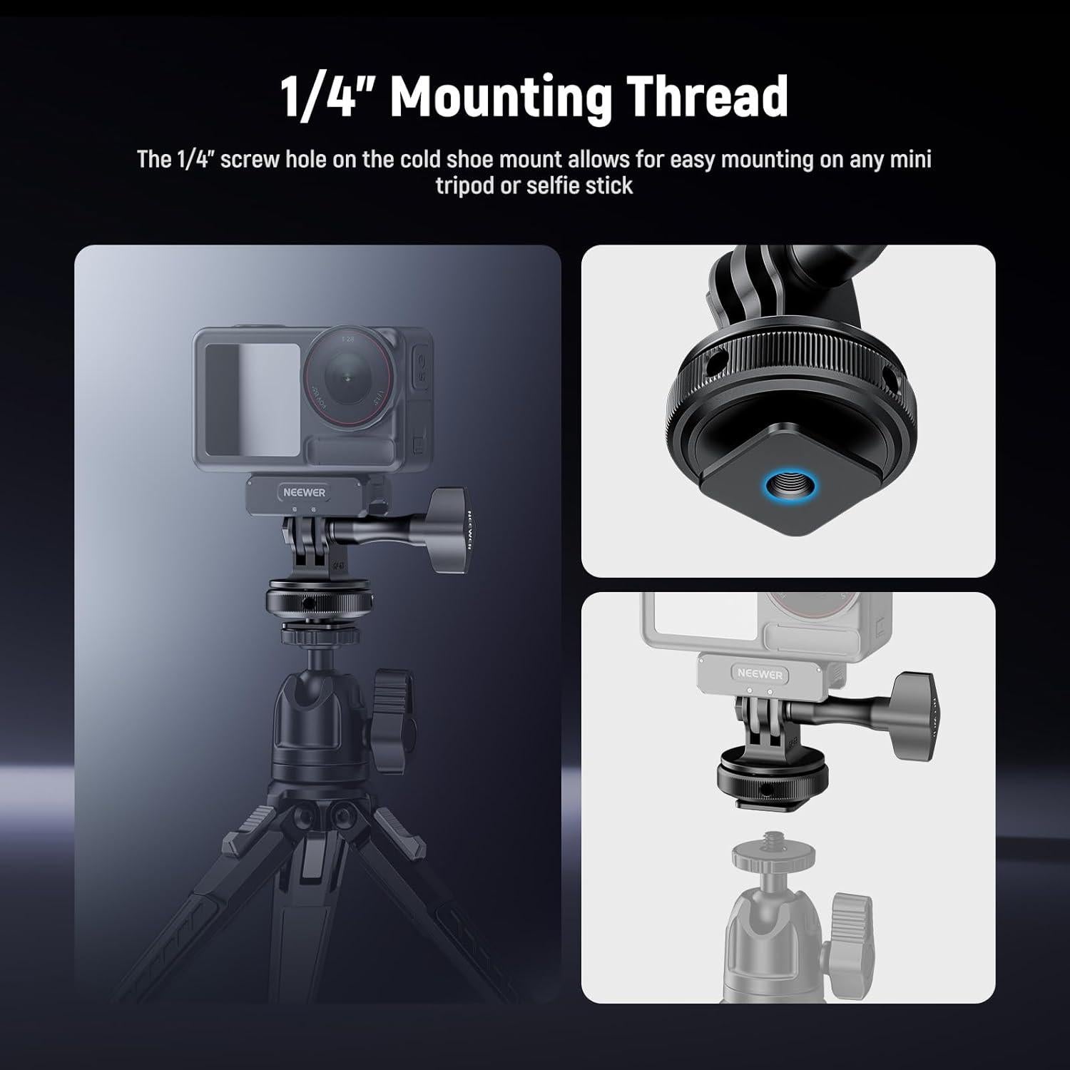 Adaptador de Montaje en Zapata Fría NEEWER GP-63 para Cámaras de Acción