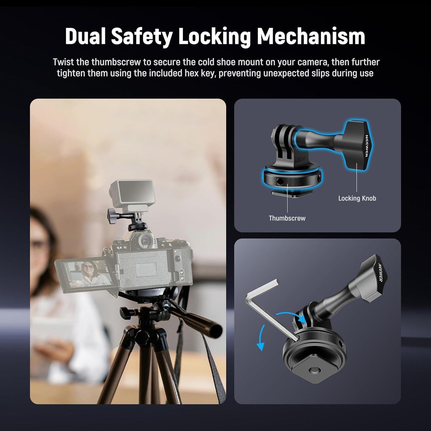 Adaptador de Montaje en Zapata Fría NEEWER GP-63 para Cámaras de Acción