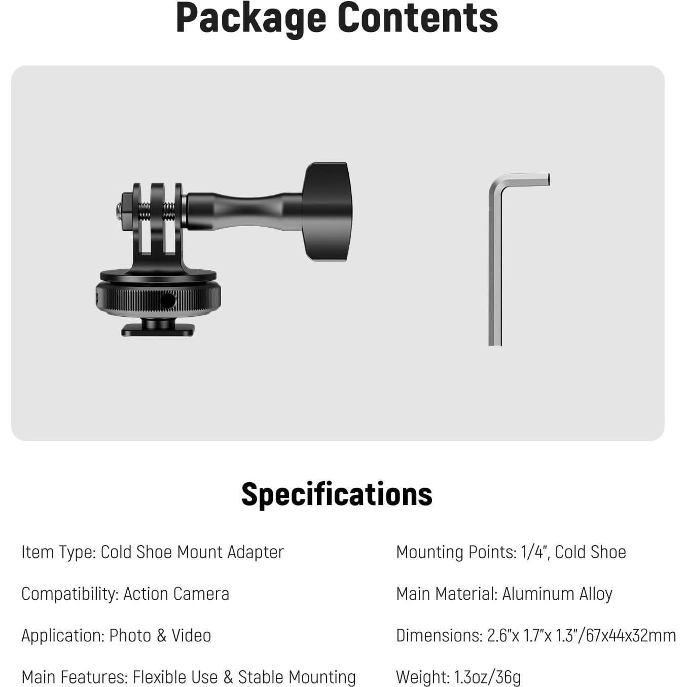 Adaptador de Montaje en Zapata Fría NEEWER GP-63 para Cámaras de Acción