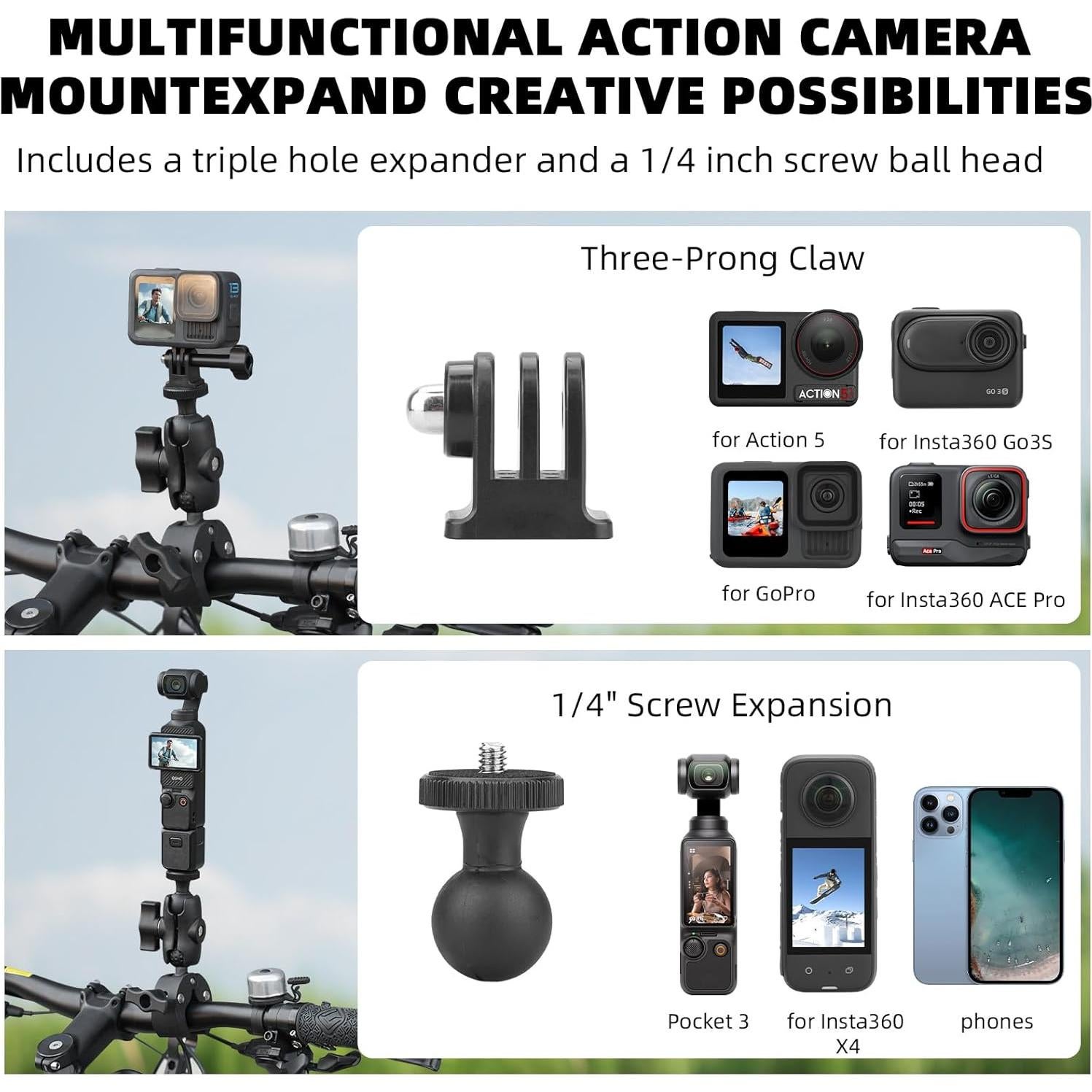 Soporte para Motocicleta BRDRC con Palo de Selfie 1.5m