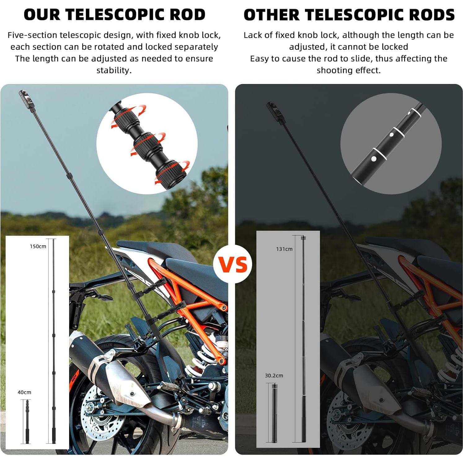 Soporte para Motocicleta BRDRC con Palo de Selfie 1.5m