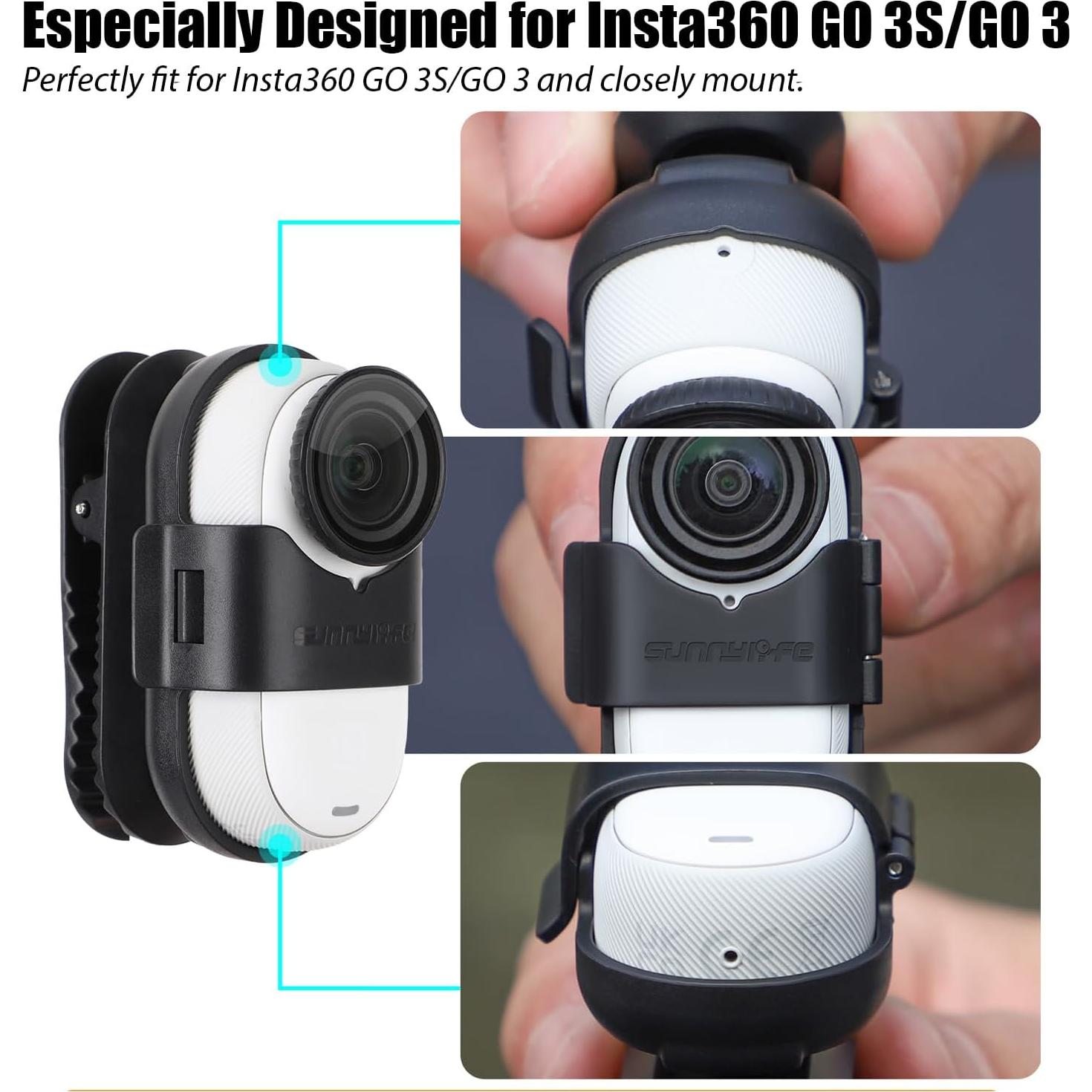 Soporte Clip para Sombrero Insta360 Go 3/3s - Rotación 360°