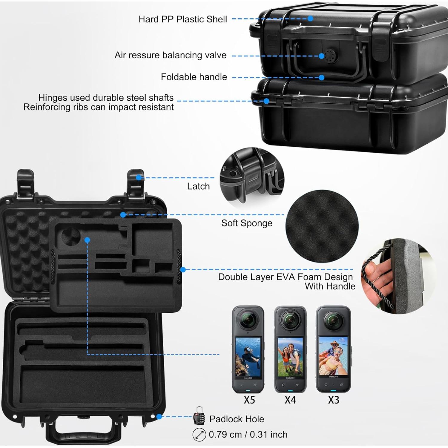 Funda Impermeable Lekufee LK408 para Cámara Insta360 X3 y Accesorios