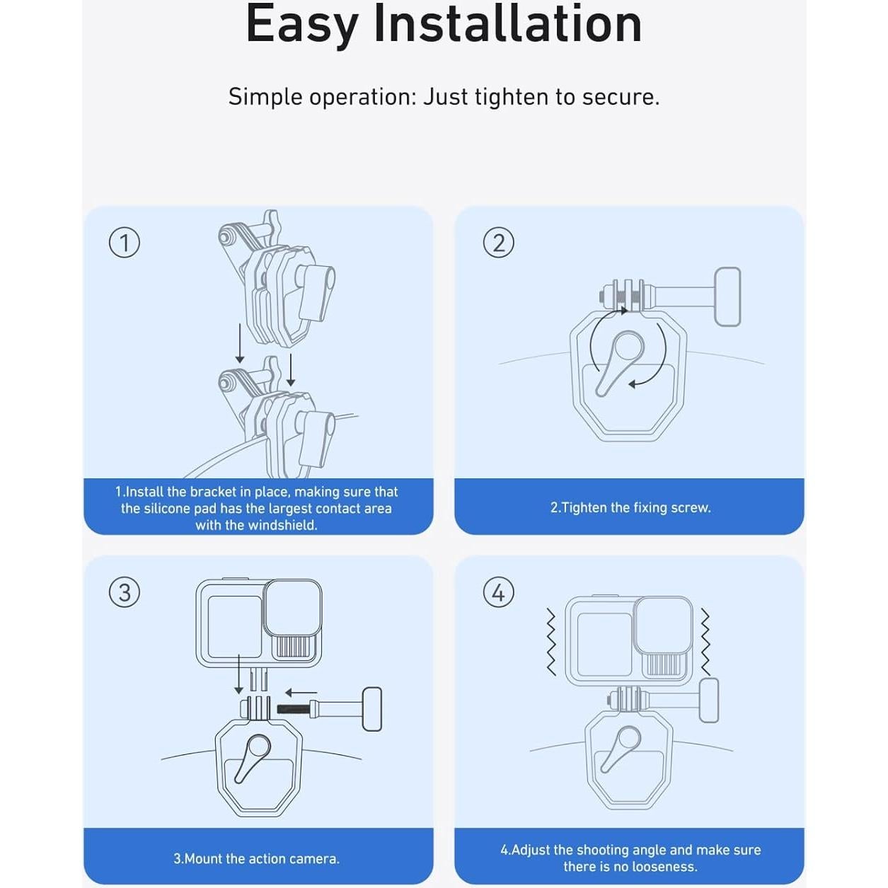 Soporte de cámara para parabrisas de motocicleta TELESIN 180°