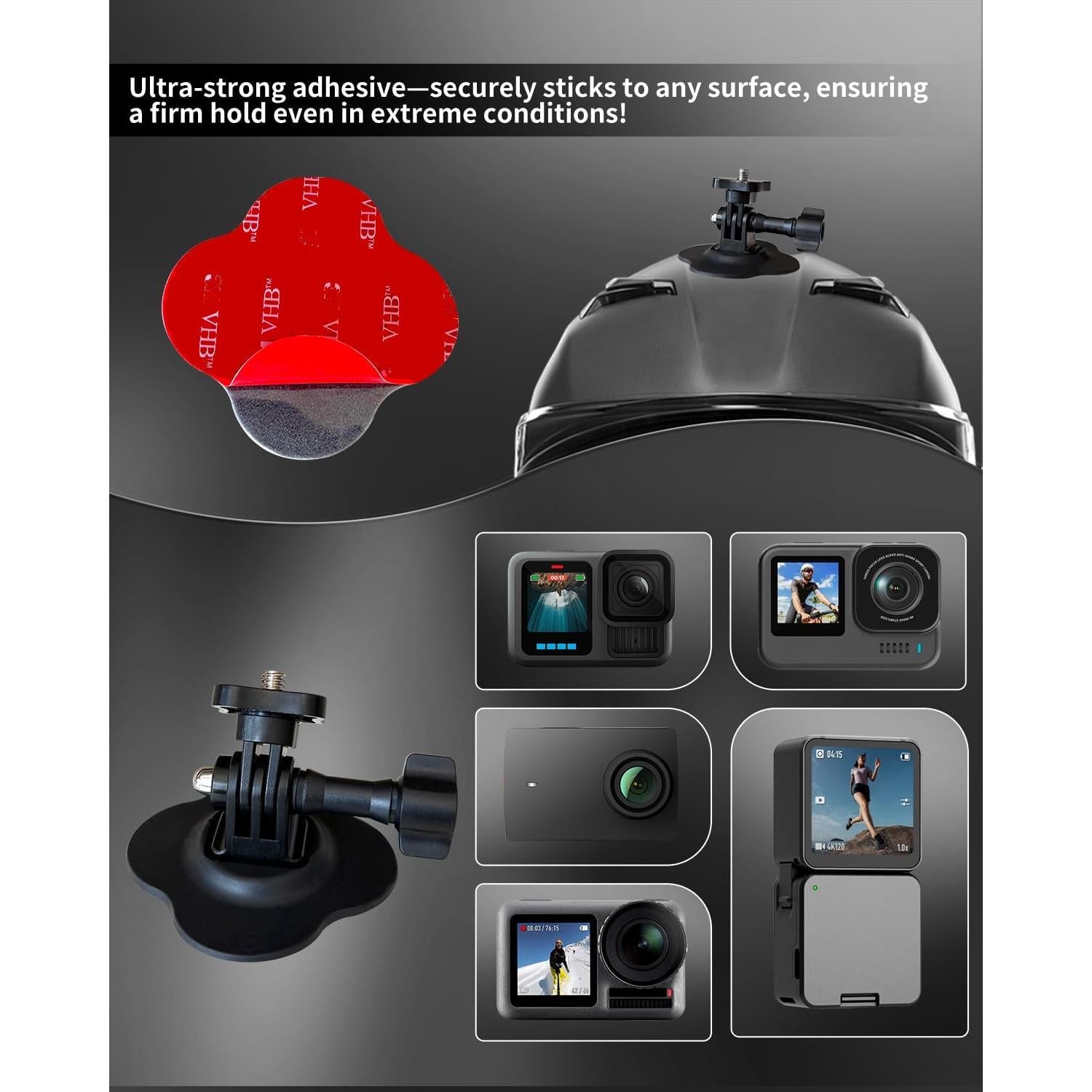 Soporte de cámara de acción HERSAUL para casco y vlogging