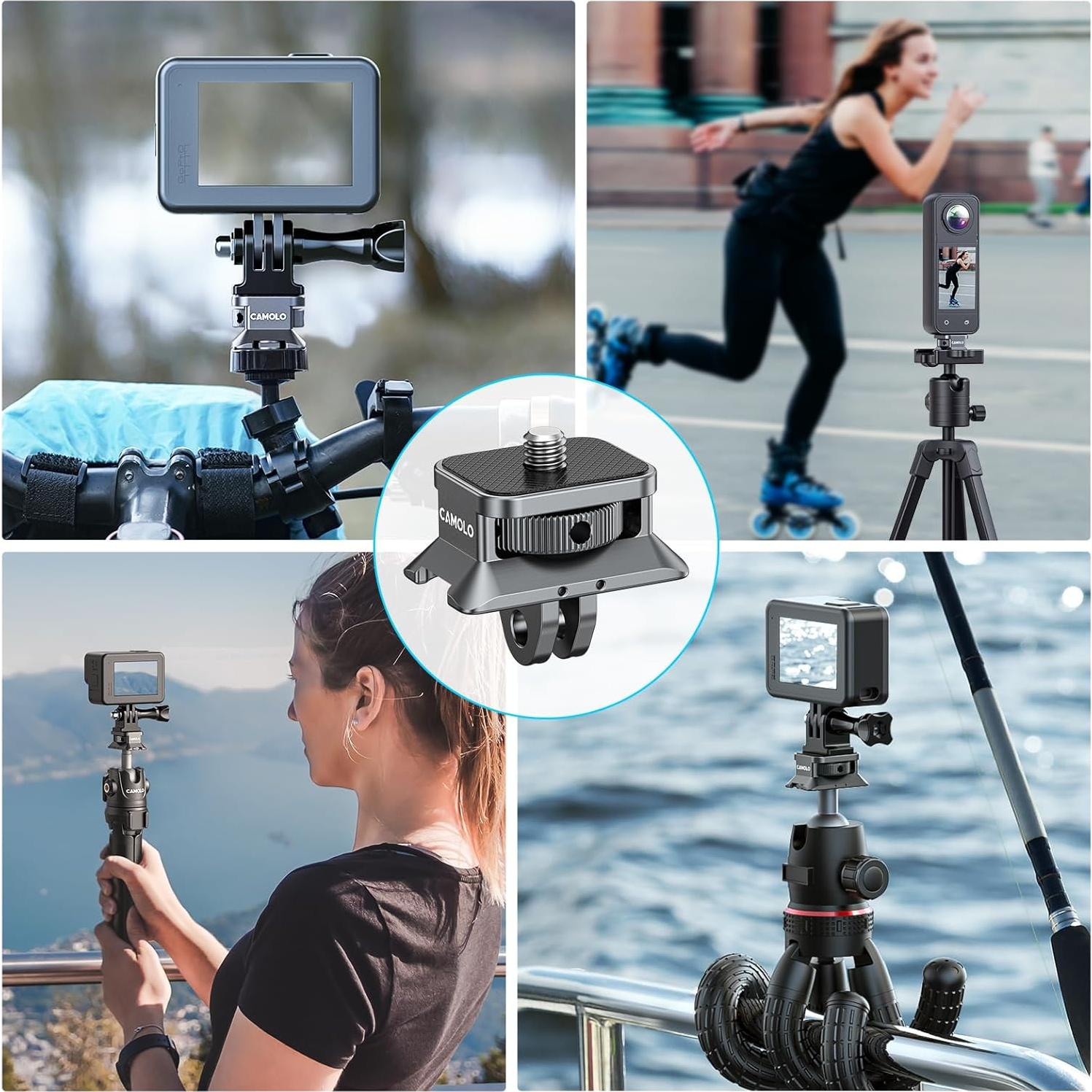 Adaptador de tornillo Arca GP-01 para cámaras GoPro y 360