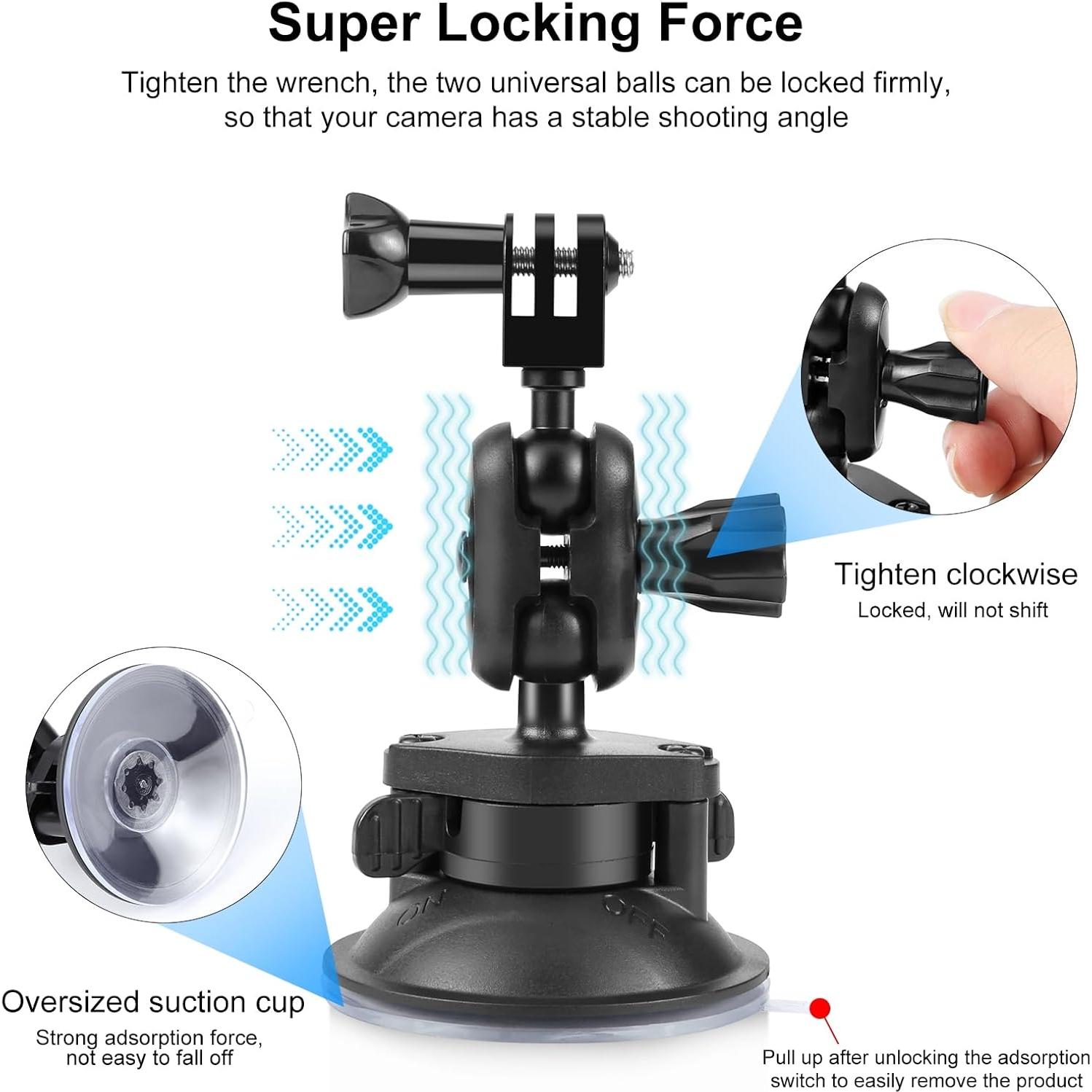 Soporte de Ventosa PULUZ para GoPro y DJI OSMO - Ajustable 360°