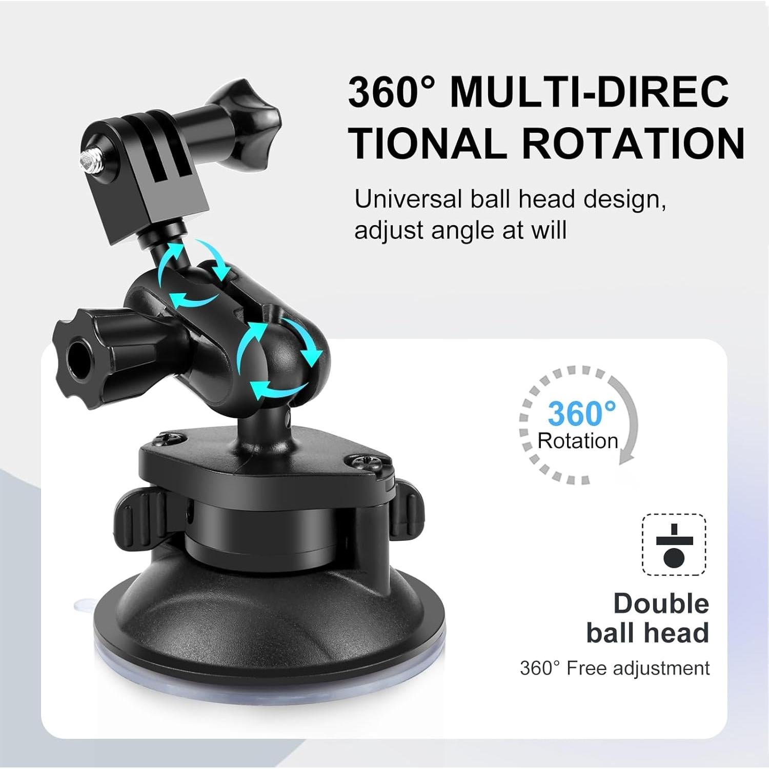 Soporte de Ventosa PULUZ para GoPro y DJI OSMO - Ajustable 360°