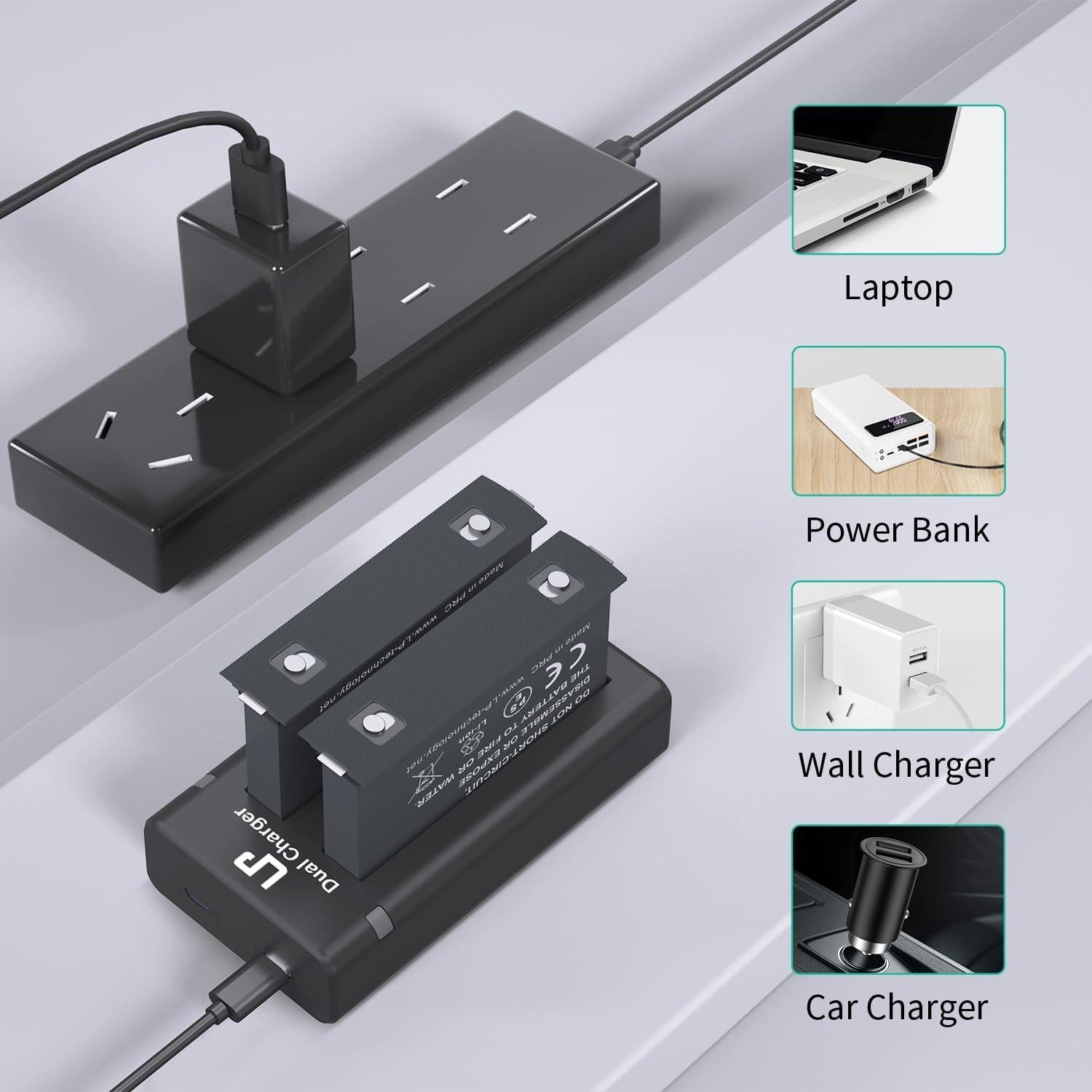 Cargador Doble Ranura LP para Batería 360 ONE X2 - 2 Piezas