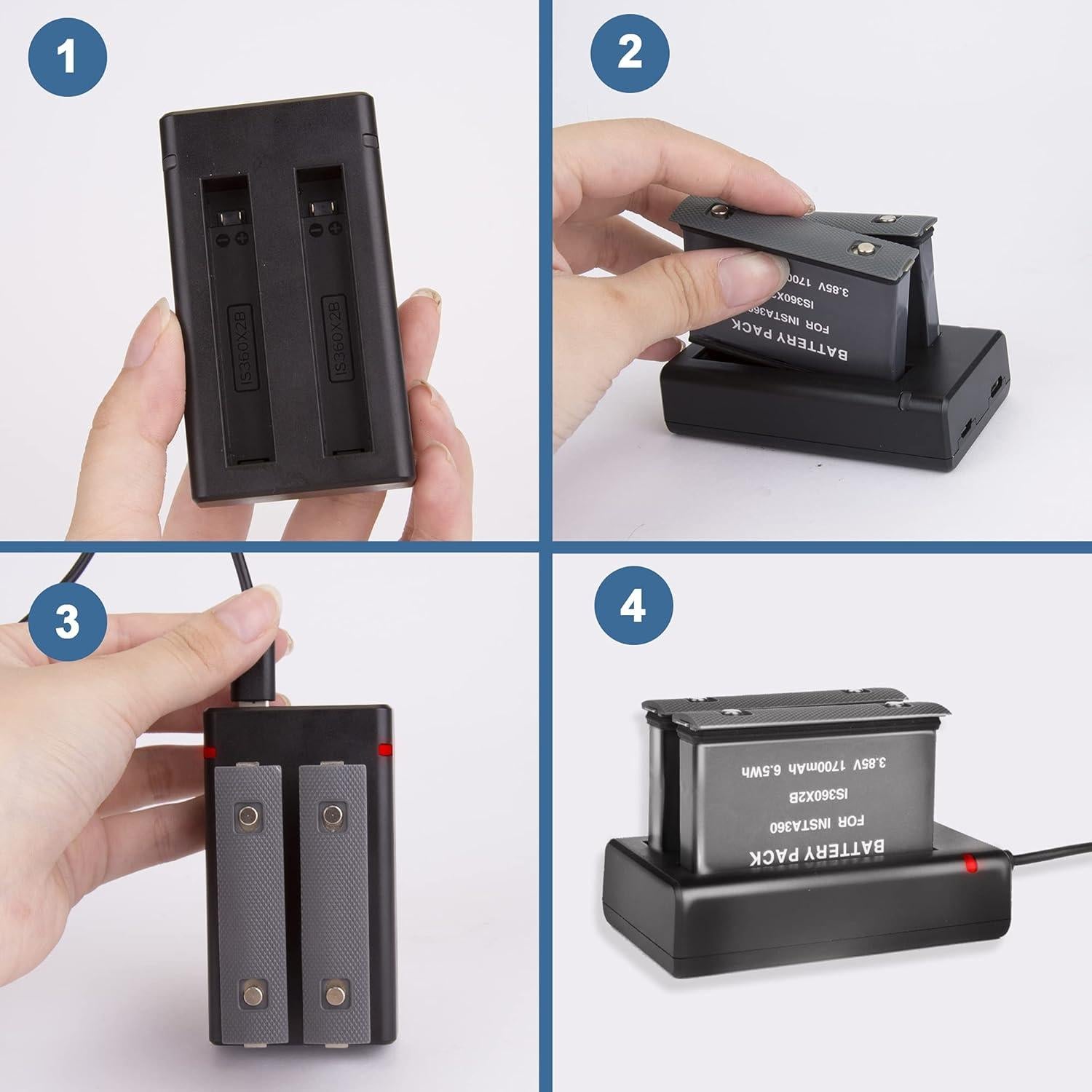 Cargador Doble Ranura LP para Batería 360 ONE X2 - 2 Piezas