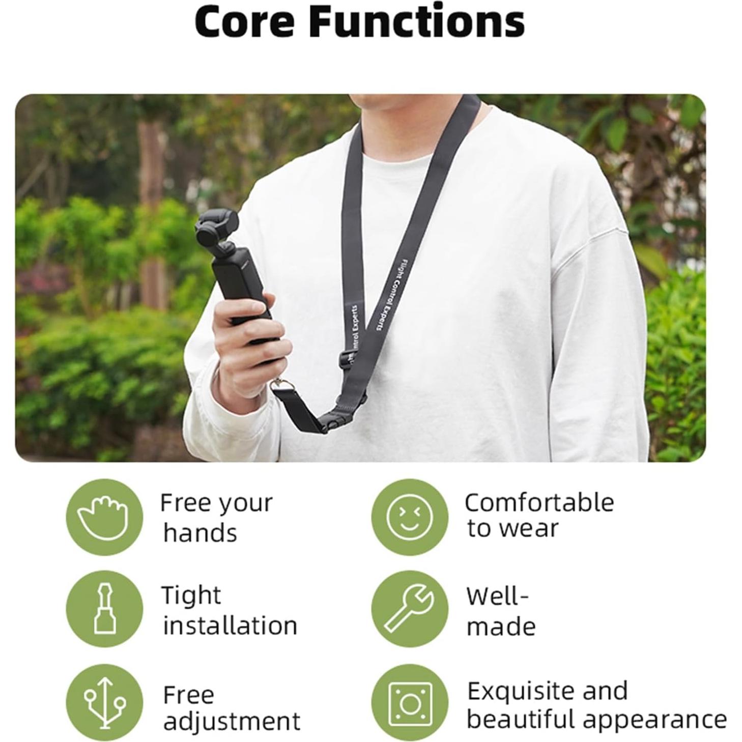 Cinta de Nylon Ajustable Wtohoby para DJI Pocket 3/2 - Correa de Cuello