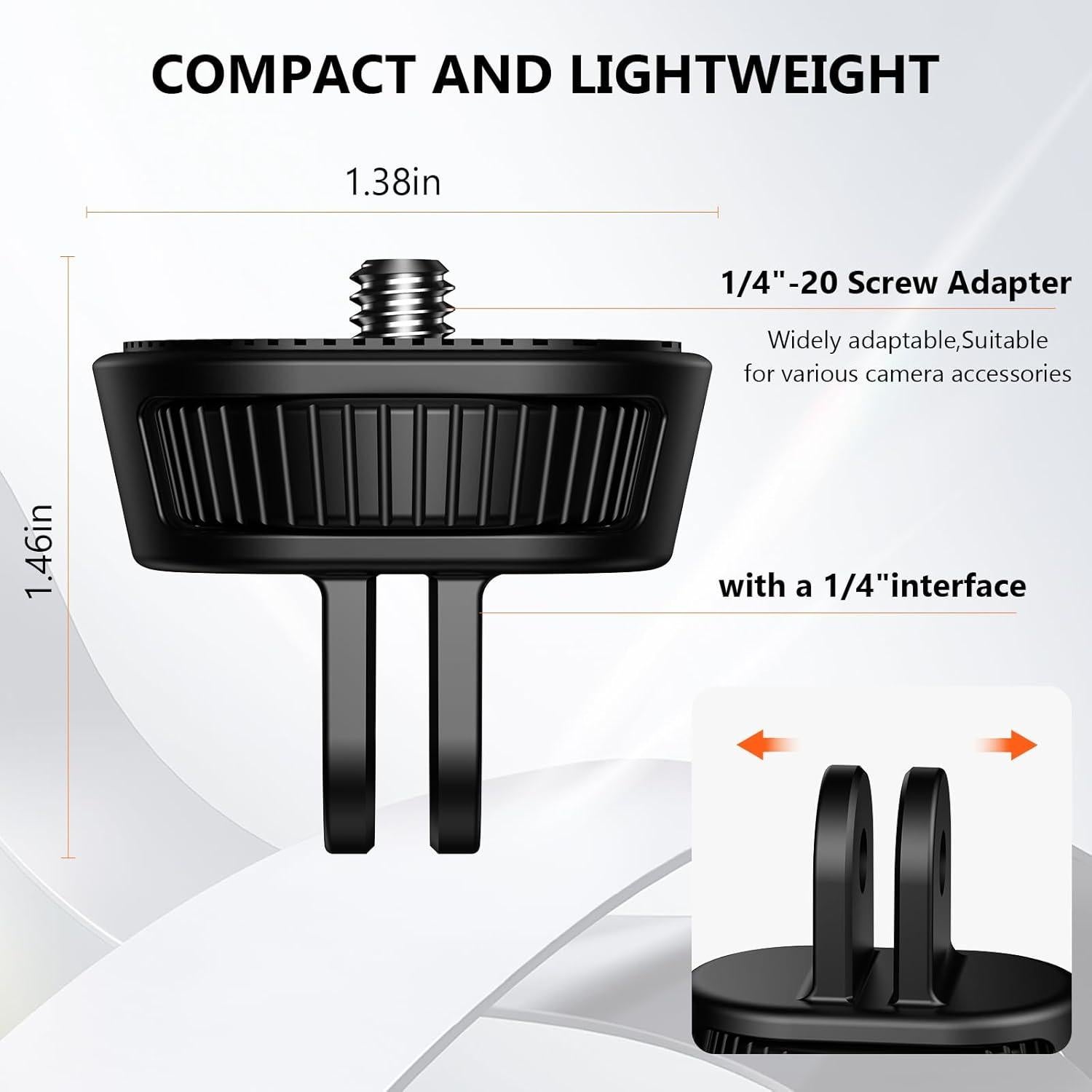 Tripod Mount Adapter,Plastics Mount Adapter,¼-20 Conversion Adapter for Tripod Adapter Mount,Suitable for GoPro Hero/ Insta360 X3/ Sjcam/Action Camera and Other Standard 1/4 inch Accessories