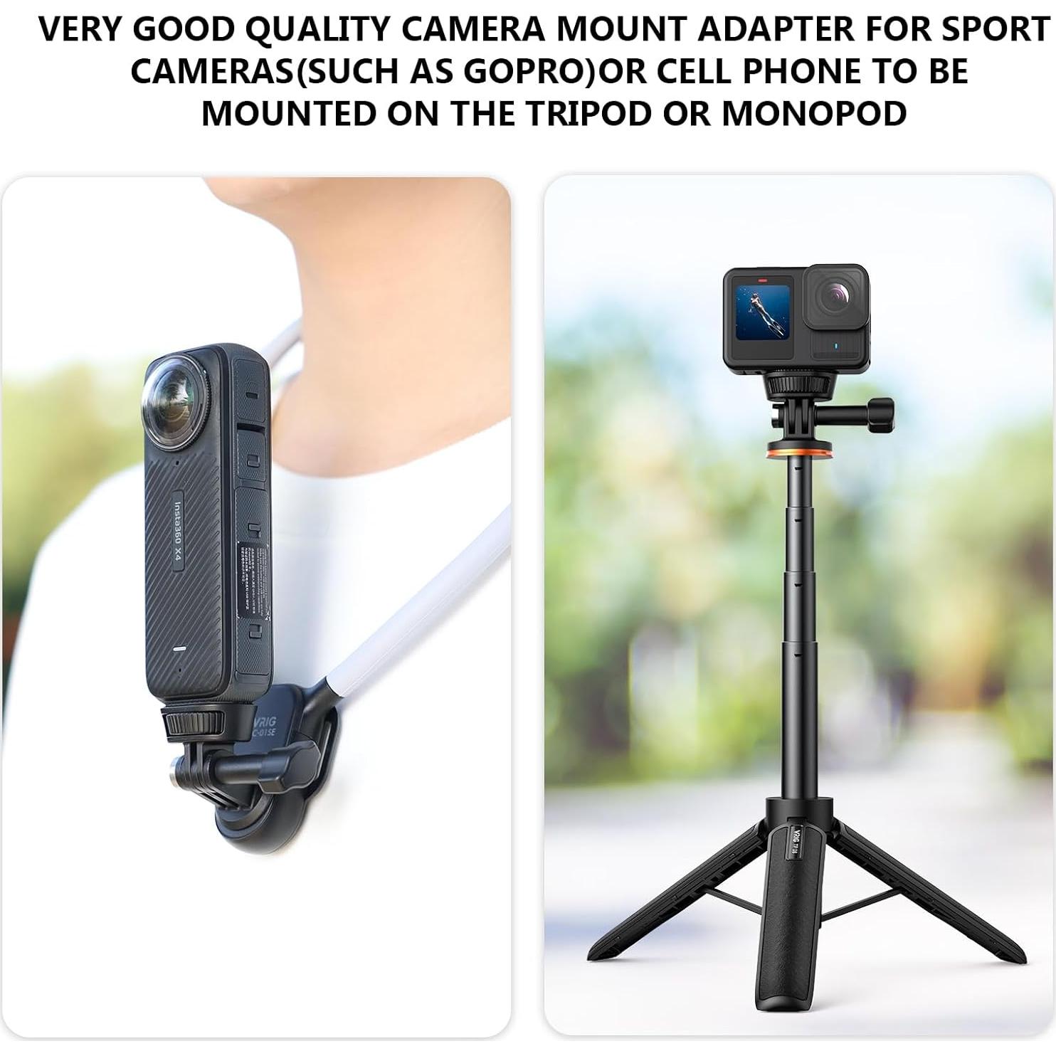 Tripod Mount Adapter,Plastics Mount Adapter,¼-20 Conversion Adapter for Tripod Adapter Mount,Suitable for GoPro Hero/ Insta360 X3/ Sjcam/Action Camera and Other Standard 1/4 inch Accessories