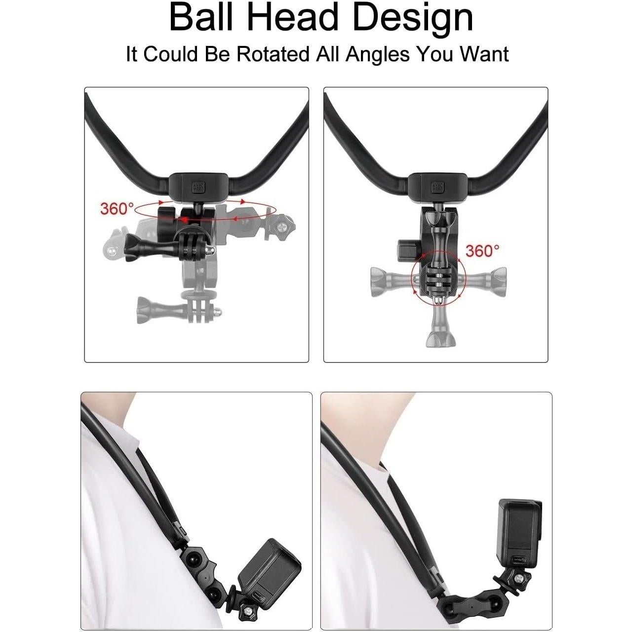 POV Neck Mount Necklace Holder Chest Strap for Smartphone GoPro AKASO DJI Action Camera and Smart Phone Video Record Accessories