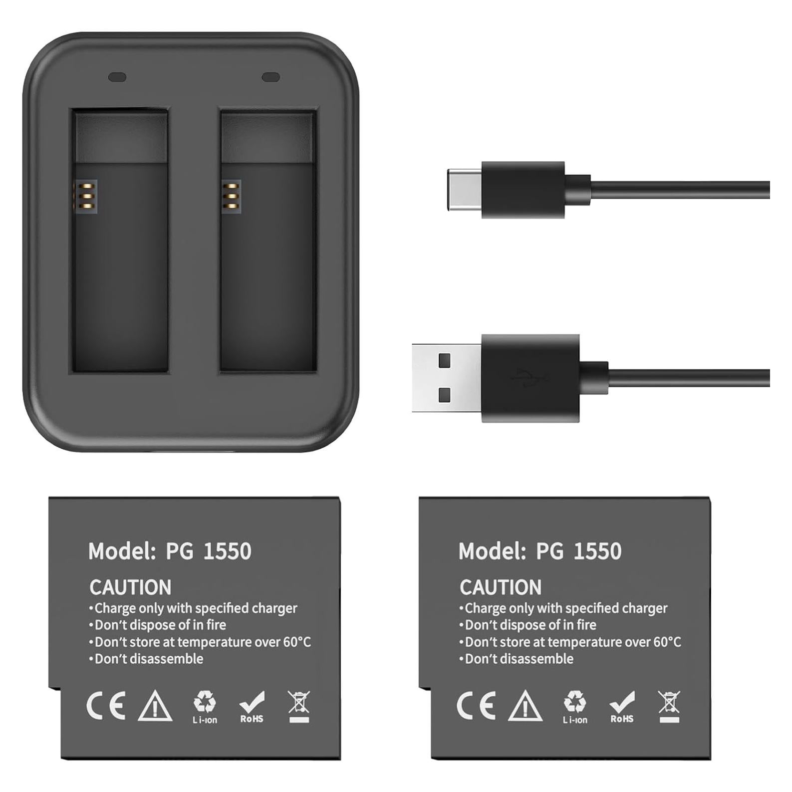 Baterías Recargables AKASO Brave 8 y Brave 8 Lite 2 x 1550mAh