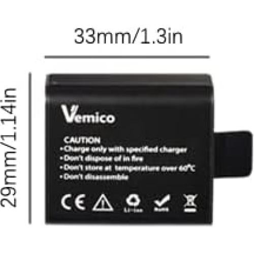 Action Camera Battery, 3x1050mAh Rechargeable Sports Action Camera Battery for AKASO/Campark APEMAN/DBPOWER/NEXGADGET/WiMiUS/Lightdow/EKEN with Dual Battery Charger Kit