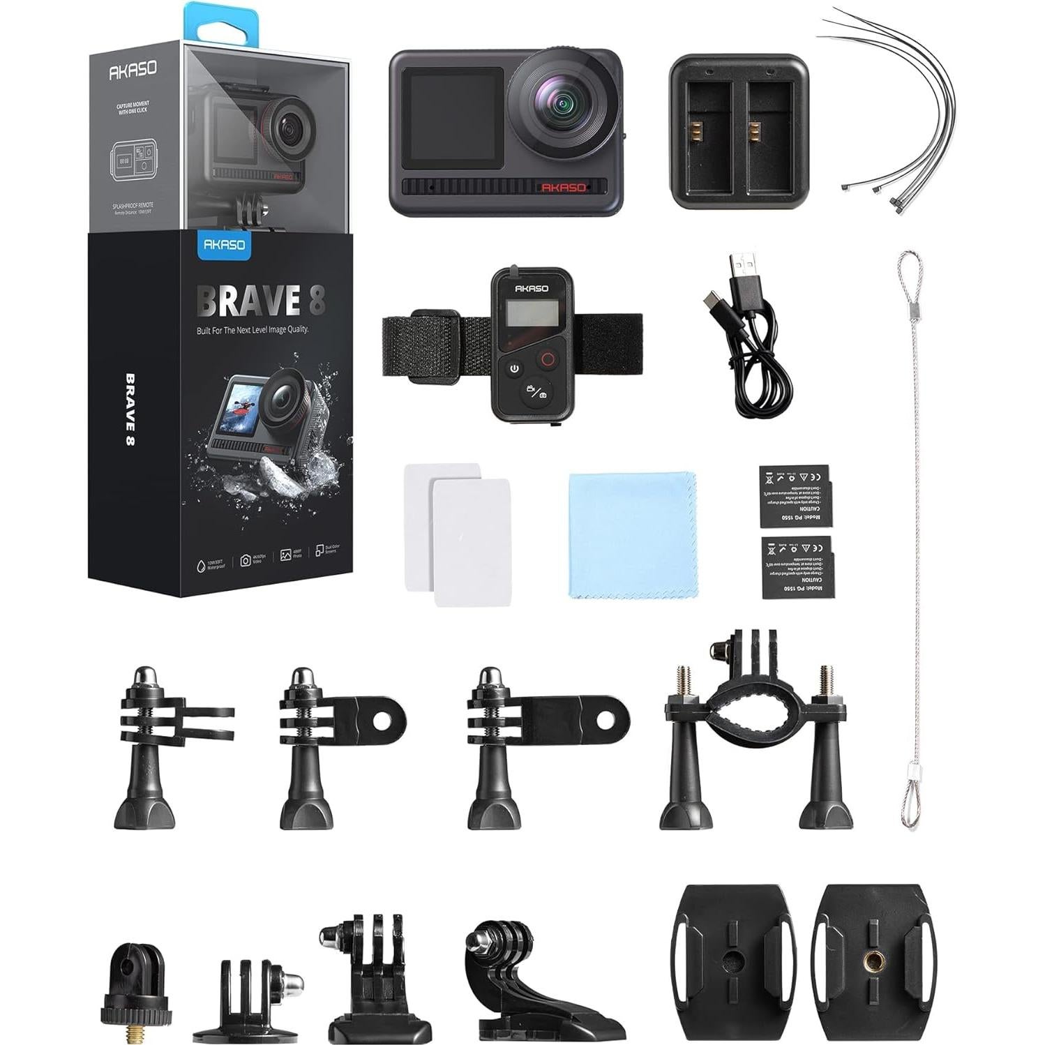 Cámara de Acción AKASO Brave 8 4K 60FPS 48MP Impermeable