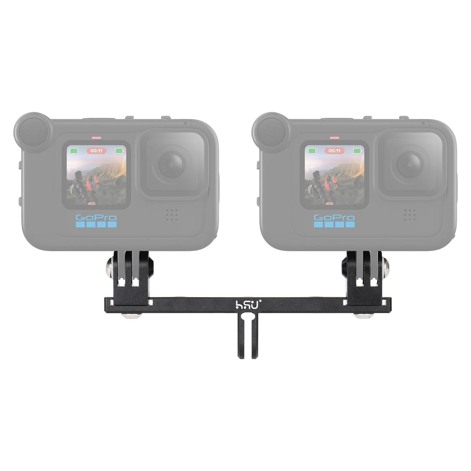 Adaptador Doble Twin de Aluminio HSU para Cámaras de Acción