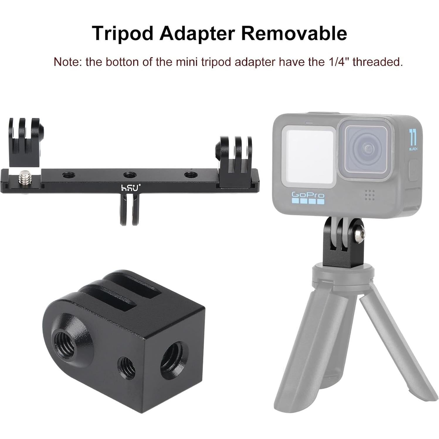 Adaptador Doble Twin de Aluminio HSU para Cámaras de Acción