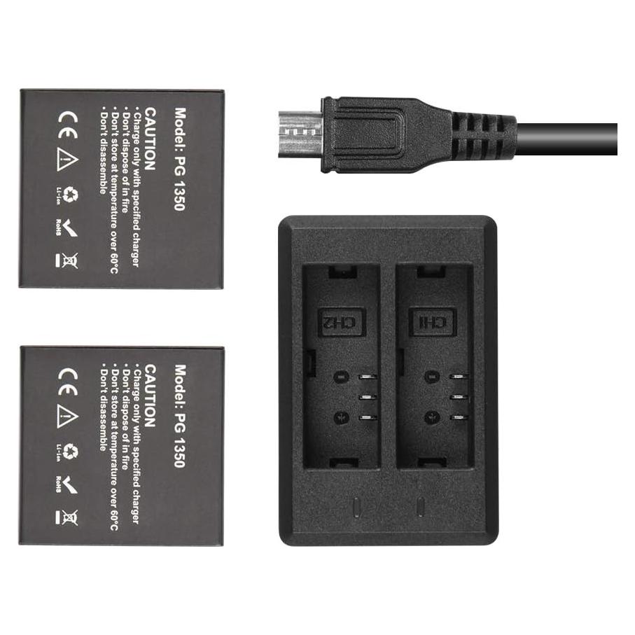 Baterías Recargables AKASO Brave 7 LE 2x1350mAh con Cargador USB