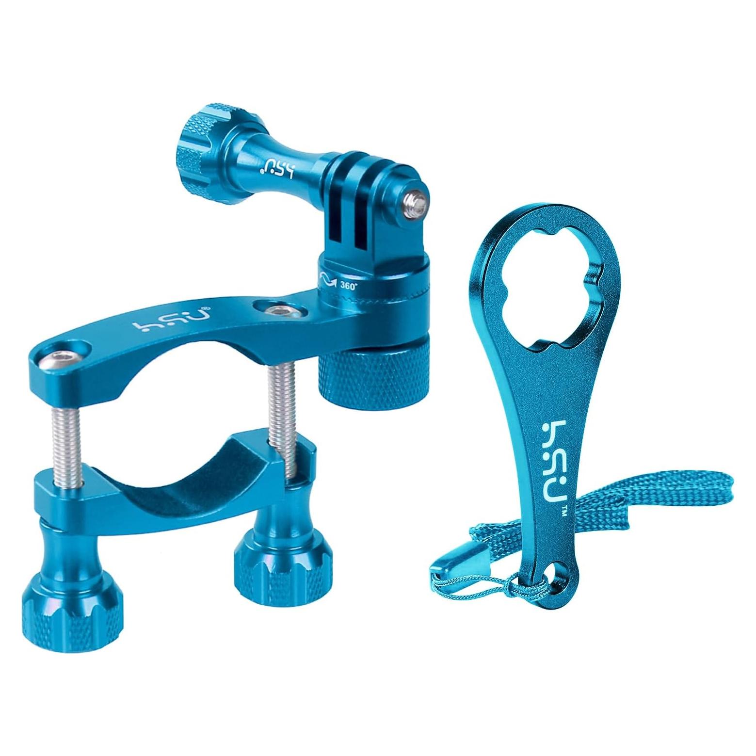 Soporte Manillar Bicicleta HSU Aluminio Rotación 360° Azul