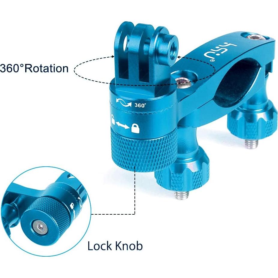 Soporte Manillar Bicicleta HSU Aluminio Rotación 360° Azul