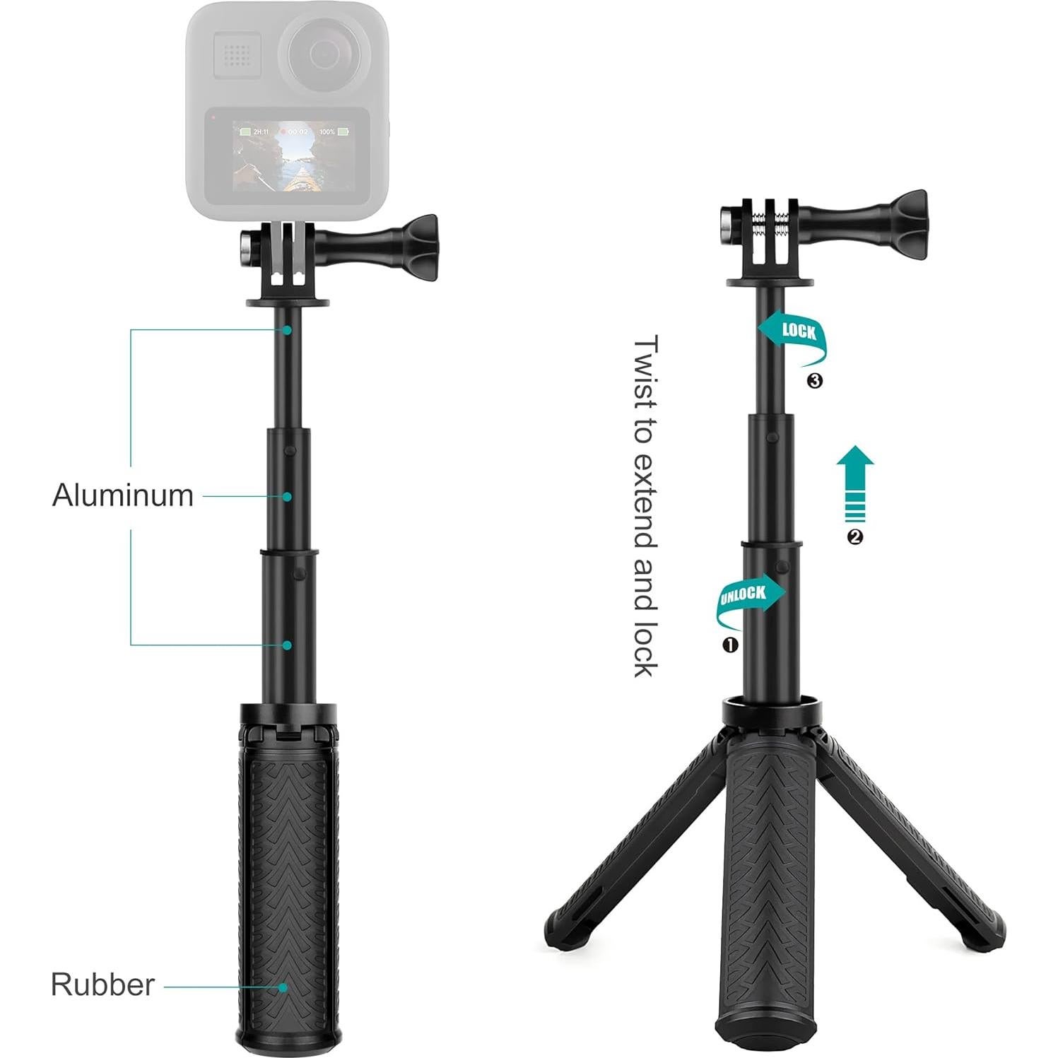 Mini Mango de Agarre Soporte Tripode GEPULY 23.37 cm para GoPro y Teléfonos