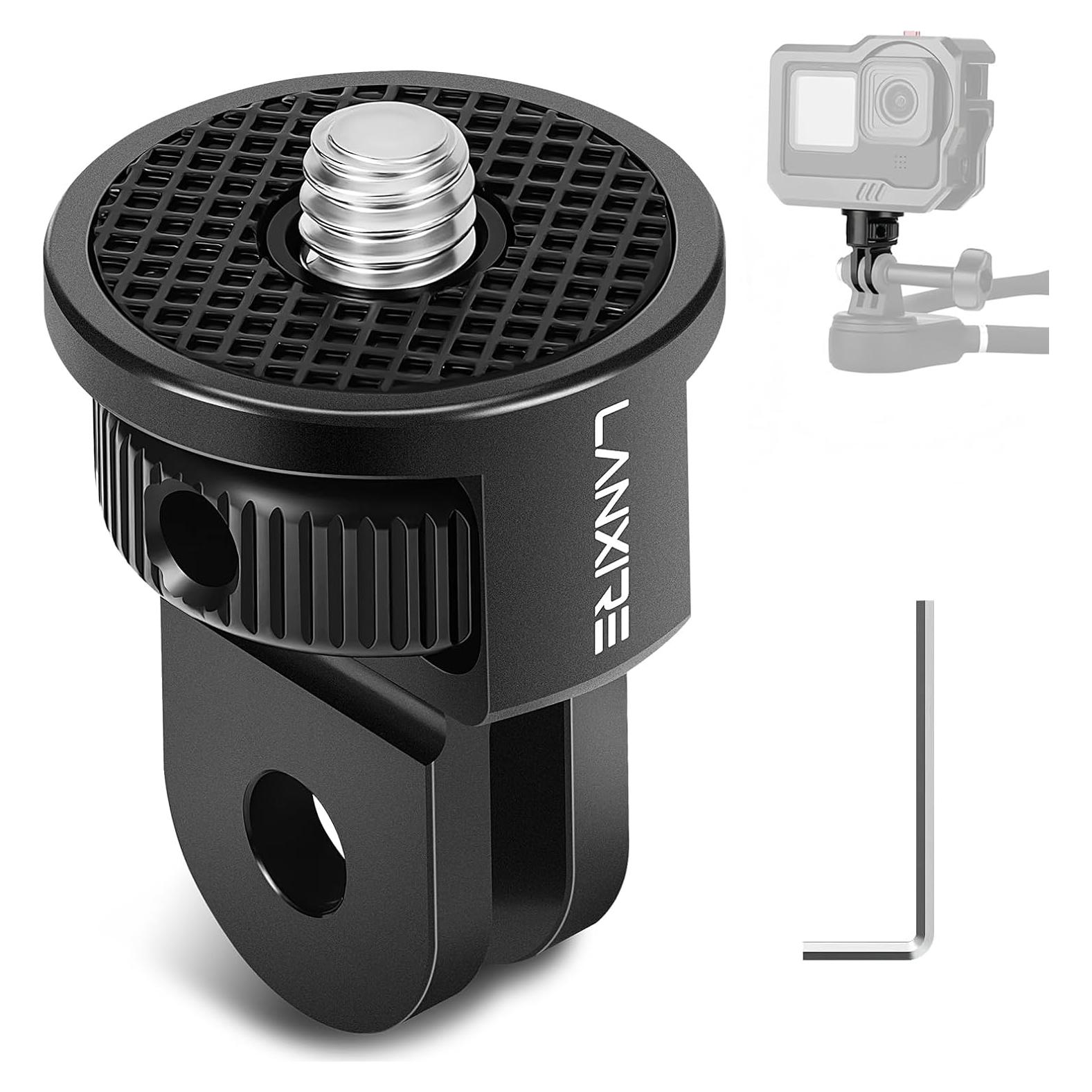 Action Camera Mount Adapter with 1/4" Screw, Aluminum Alloy Camera Tripod Adapter Compatible with GoPro Hero 13/12, Insta360 X4/X3, DJI Osmo Pocket 3, AKASO