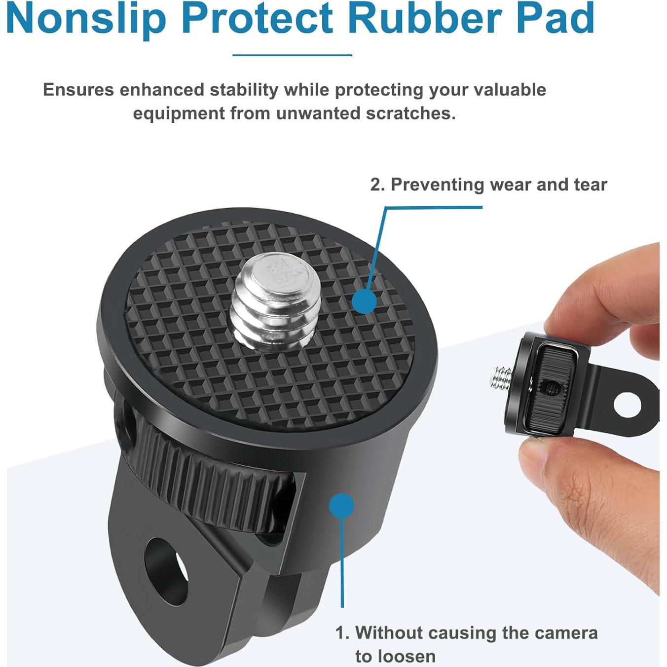 Action Camera Mount Adapter with 1/4" Screw, Aluminum Alloy Camera Tripod Adapter Compatible with GoPro Hero 13/12, Insta360 X4/X3, DJI Osmo Pocket 3, AKASO