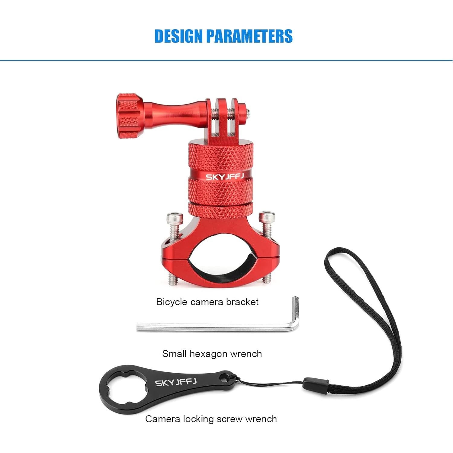Soporte de Manillar para Cámara de Bicicleta SKYJFFJ Rojo