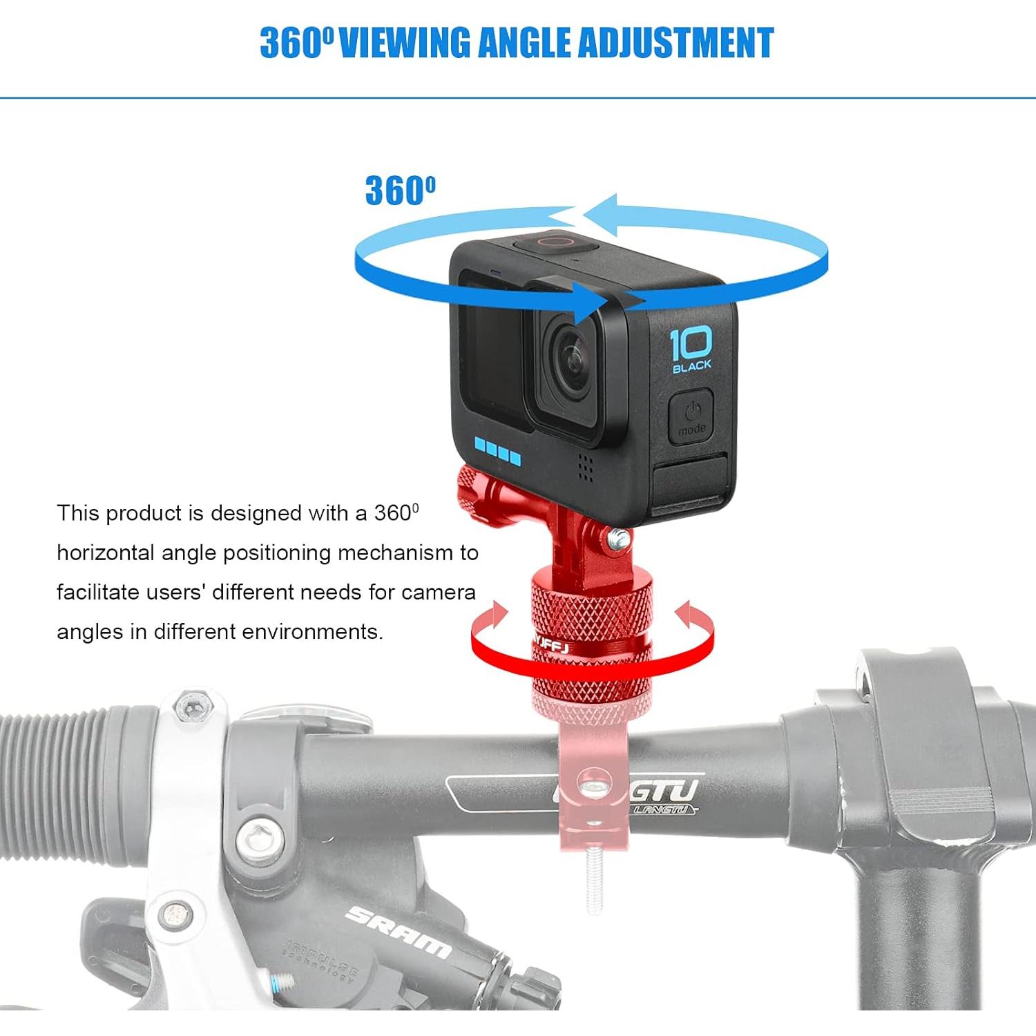 Soporte de Manillar para Cámara de Bicicleta SKYJFFJ Rojo