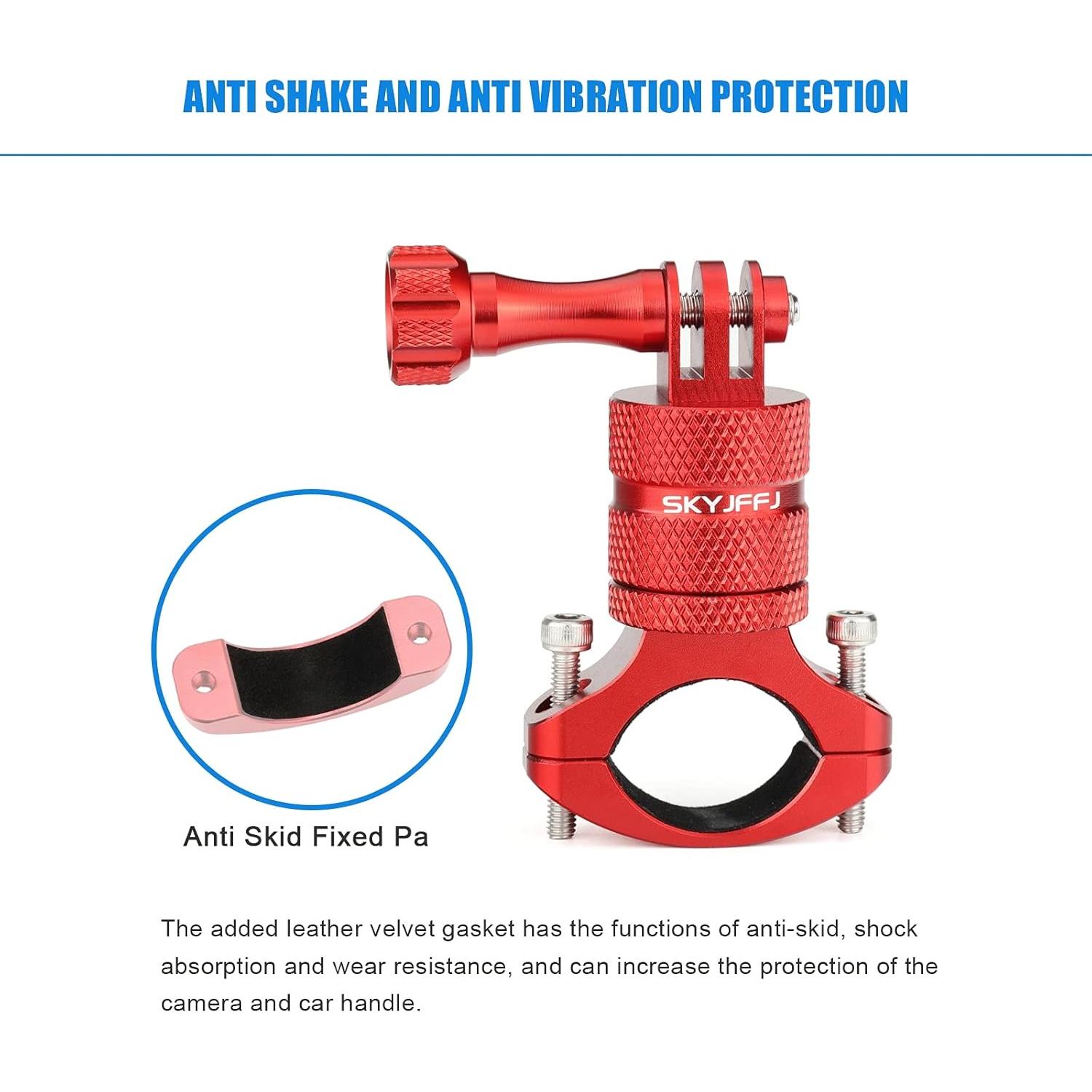 Soporte de Manillar para Cámara de Bicicleta SKYJFFJ Rojo