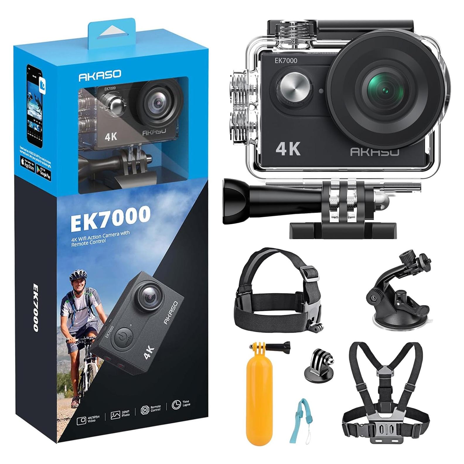 Cámara de Acción AKASO EK7000 4K 20MP con Accesorios 7 en 1