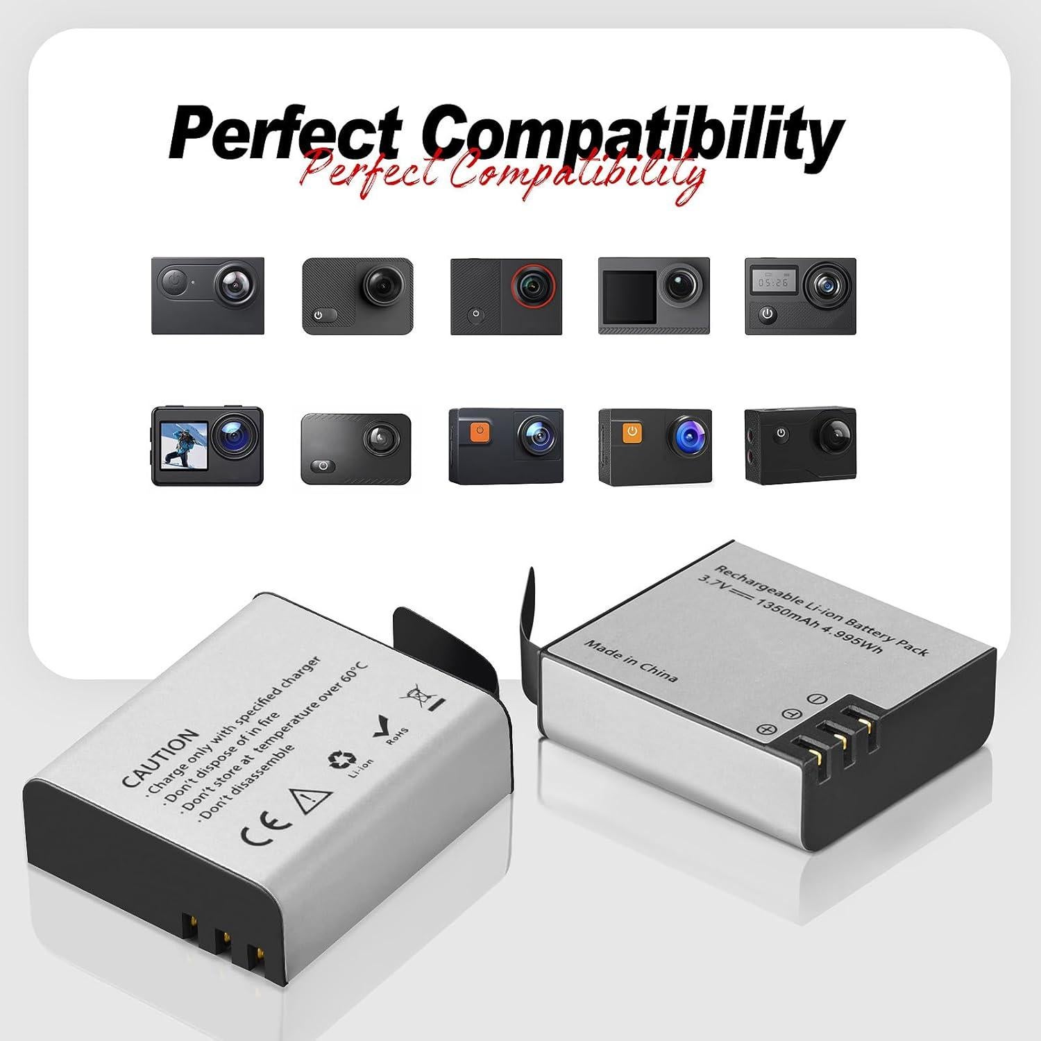 Baterías recargables 1350mAh GeeKam para cámaras de acción