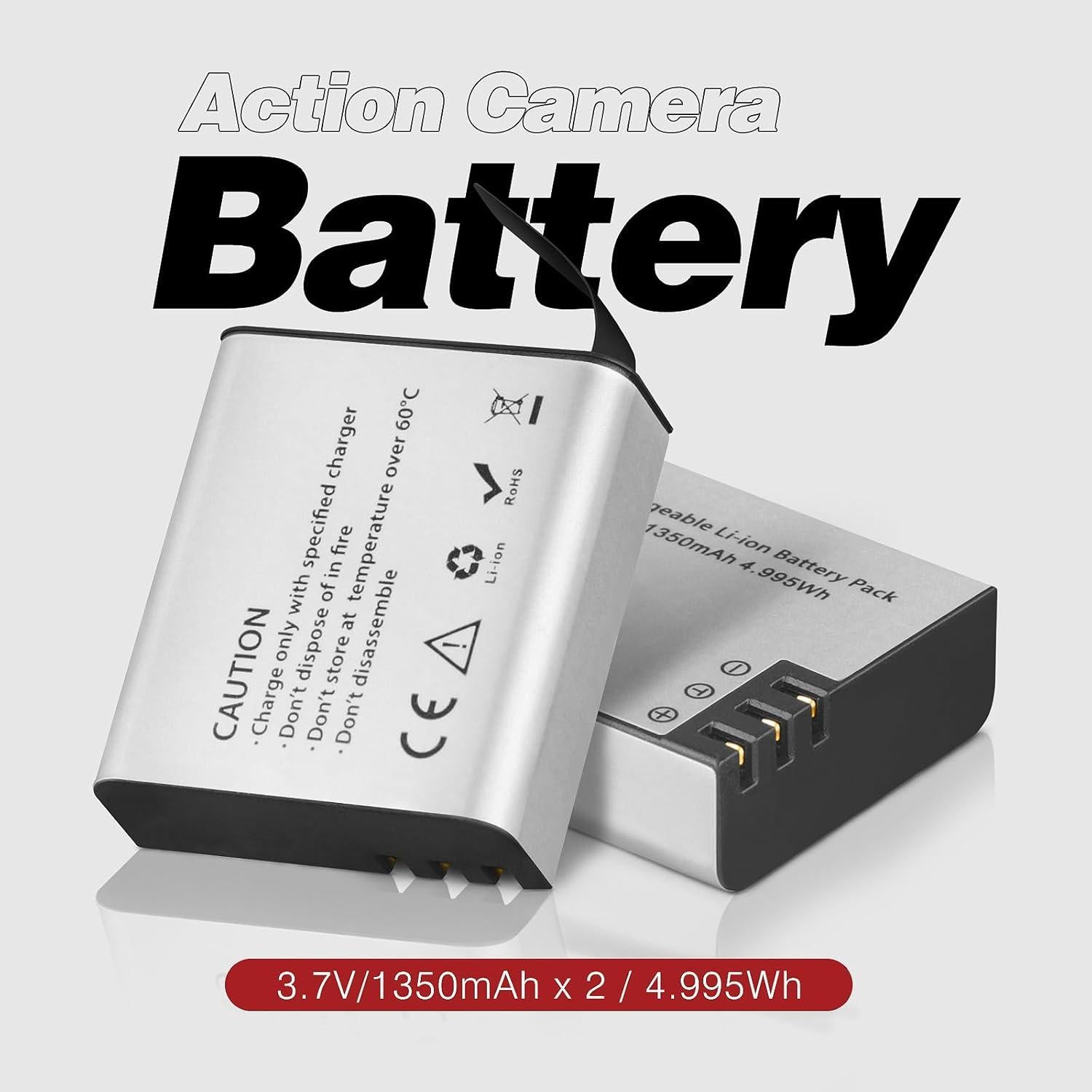 Baterías recargables 1350mAh GeeKam para cámaras de acción