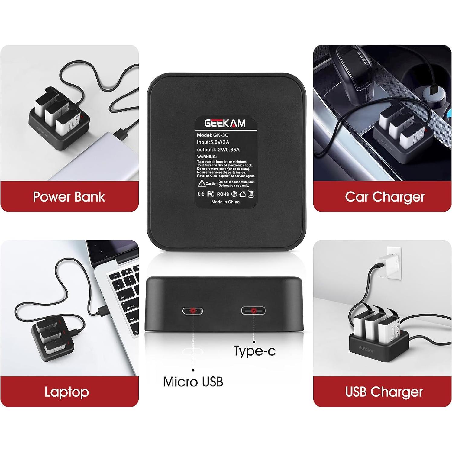 Baterías recargables 1350mAh GeeKam para cámaras de acción