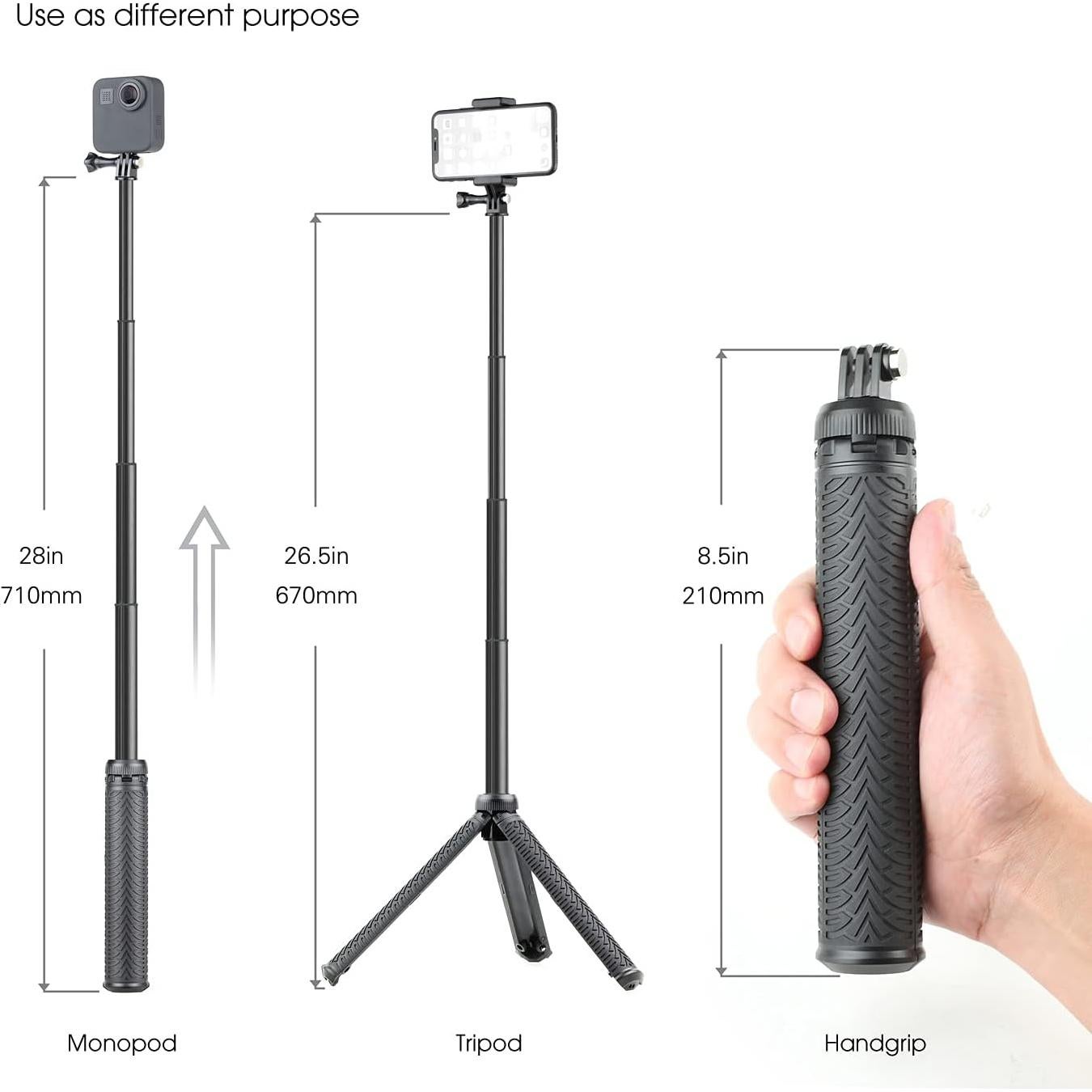 Bastón de Selfie Impermeable SOONSUN 3 en 1 para GoPro y Móviles