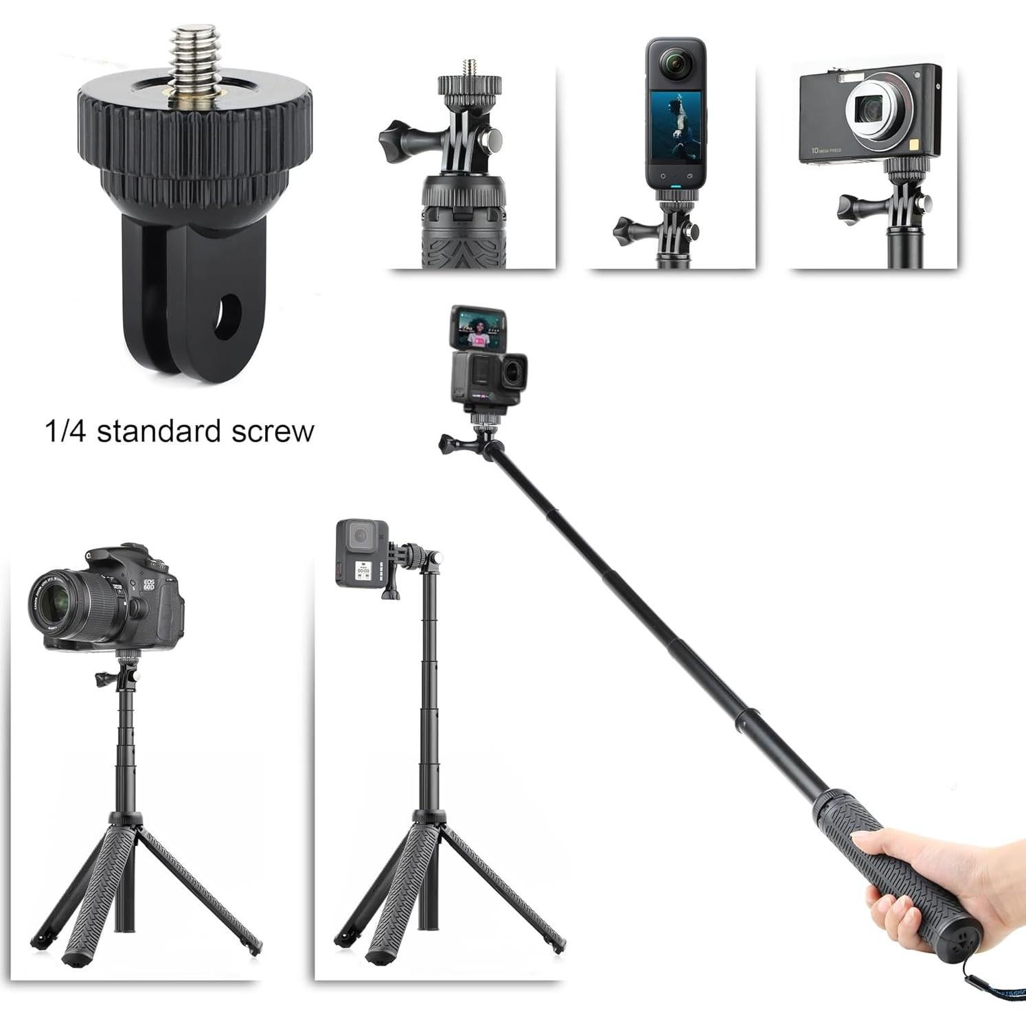 Bastón de Selfie Impermeable SOONSUN 3 en 1 para GoPro y Móviles