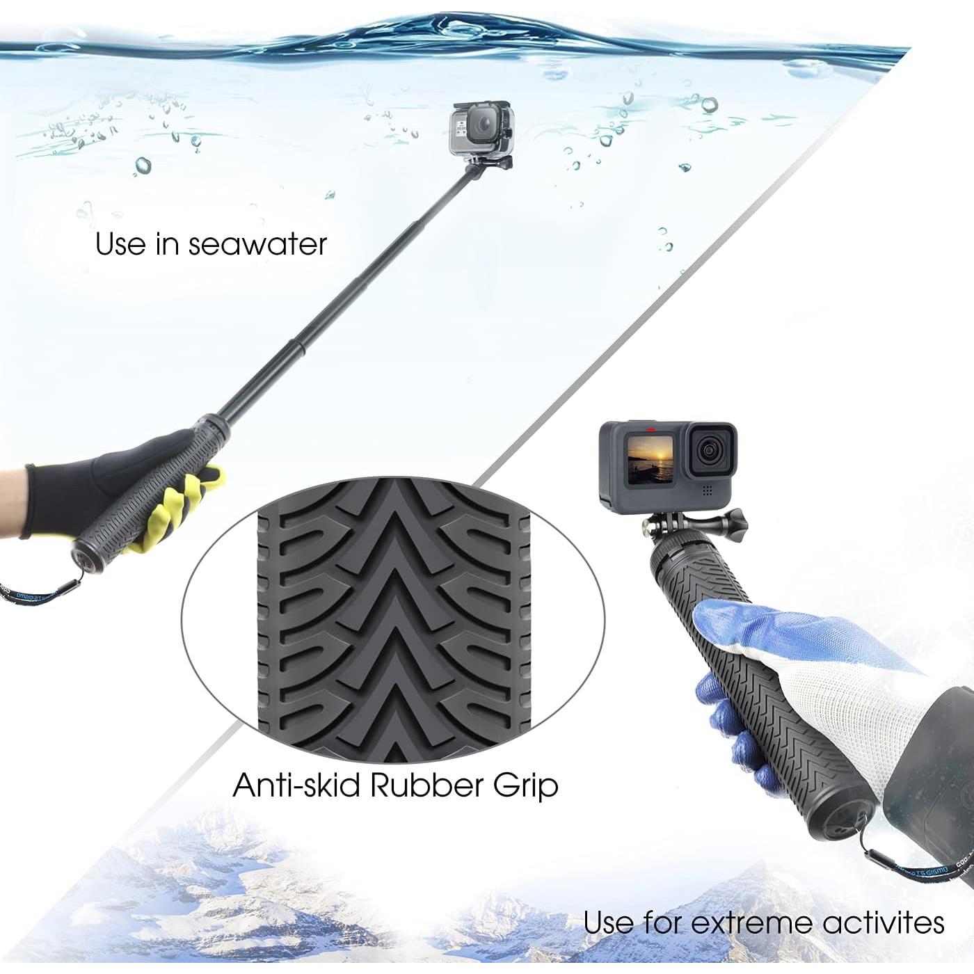 Bastón de Selfie Impermeable SOONSUN 3 en 1 para GoPro y Móviles