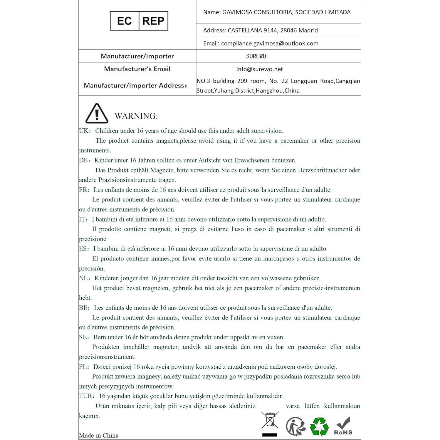 Soporte Magnético SUREWO para Cámara GoPro y DJI - 25kg